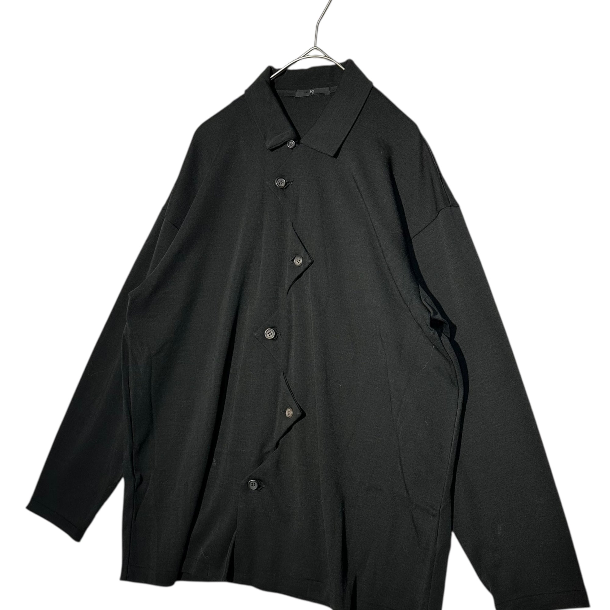 Y's(ワイズ) Repeat Alternately Button L/S Shirt レピート オールターネートリー ボタン 長袖 シャツ YJ-T38-142 ブラック ジグザグ