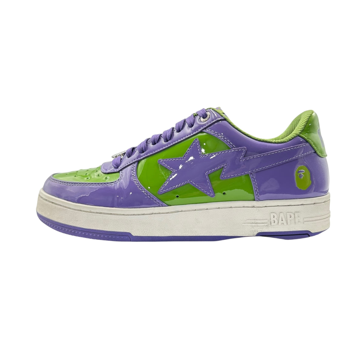 A BATHING APE(アベイシングエイプ) Patent Bape Sta Low-Cut Sneakers エナメル ベイプ スタ ローカット スニーカー 1L30191303 9.5 パープル×グリーン