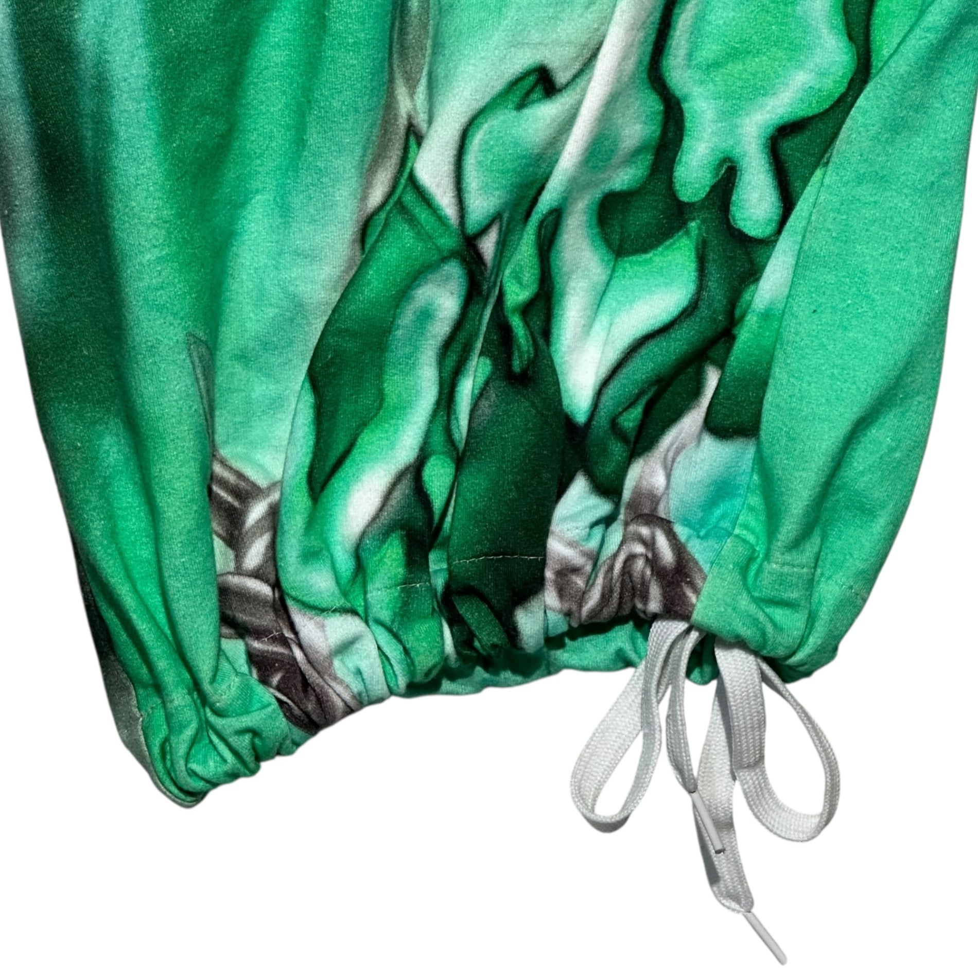 Gerrit Jacob(ジェリット ジェイコブ) White Airbrushed Track Pants ホワイト エアブラッシュド トラック スウェット パンツ L ホワイト×グリーン×ブラック