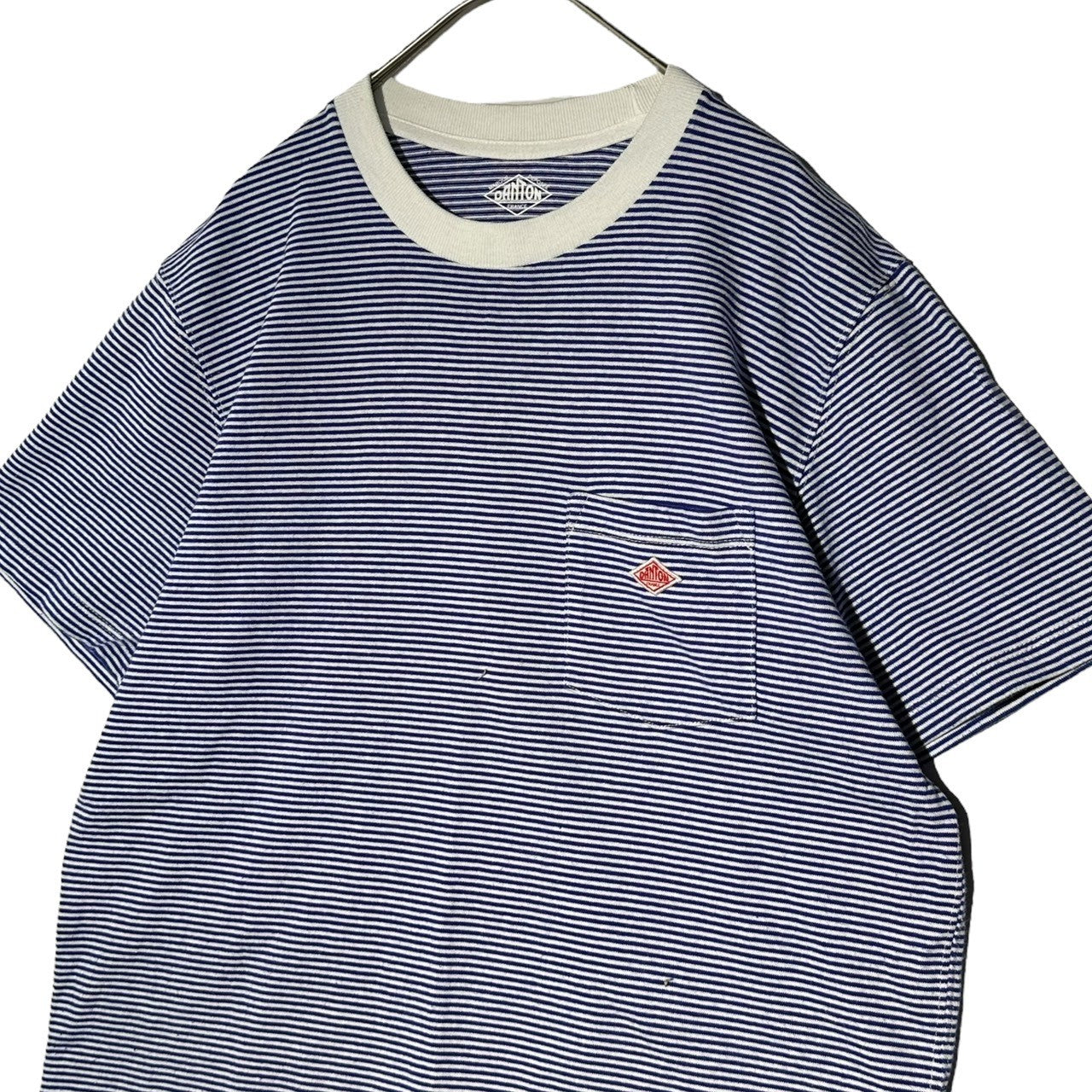 DANTON(ダントン) Crew Neck Striped Pocket T-Shirt クルーネック ボーダー ポケット Tシャツ 17S-HS-001 36(S程度) ブルー×ホワイト
