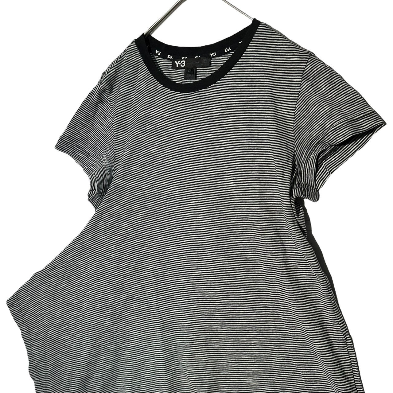 Y-3(ワイスリー) Distorted Border S/S Tee 変形 ボーダー 半袖 Tシャツ E57699 S ホワイト×ブラック