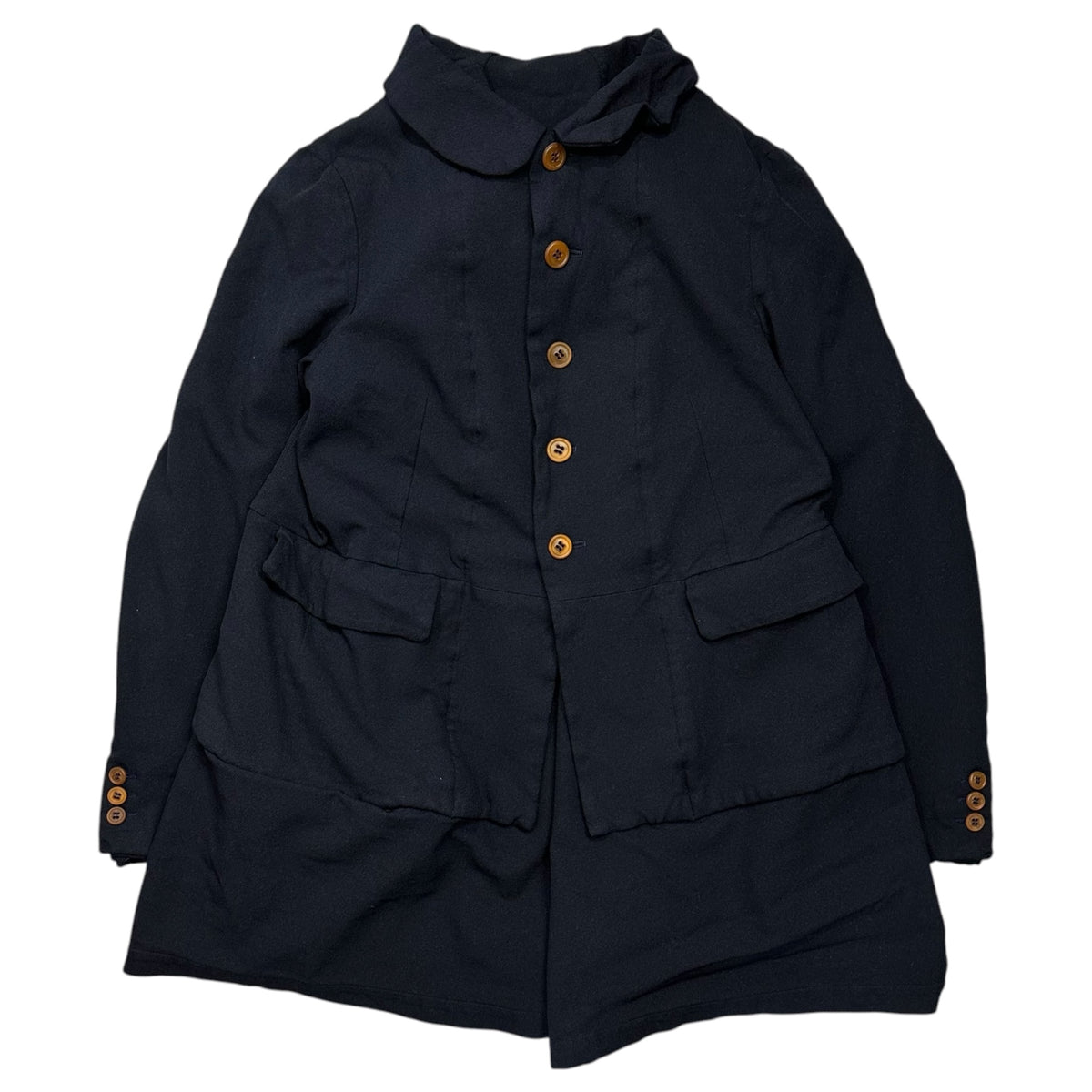 COMME des GARCONS COMME des GARCONS(コムデギャルソンコムデギャルソン) 2012AW Polyester Shrink Layered Round-Collar 5B Jacket ポリエステル縮絨 レイヤード 丸襟 5B ジャケット RJ-C015 XS ネイビー AD2012