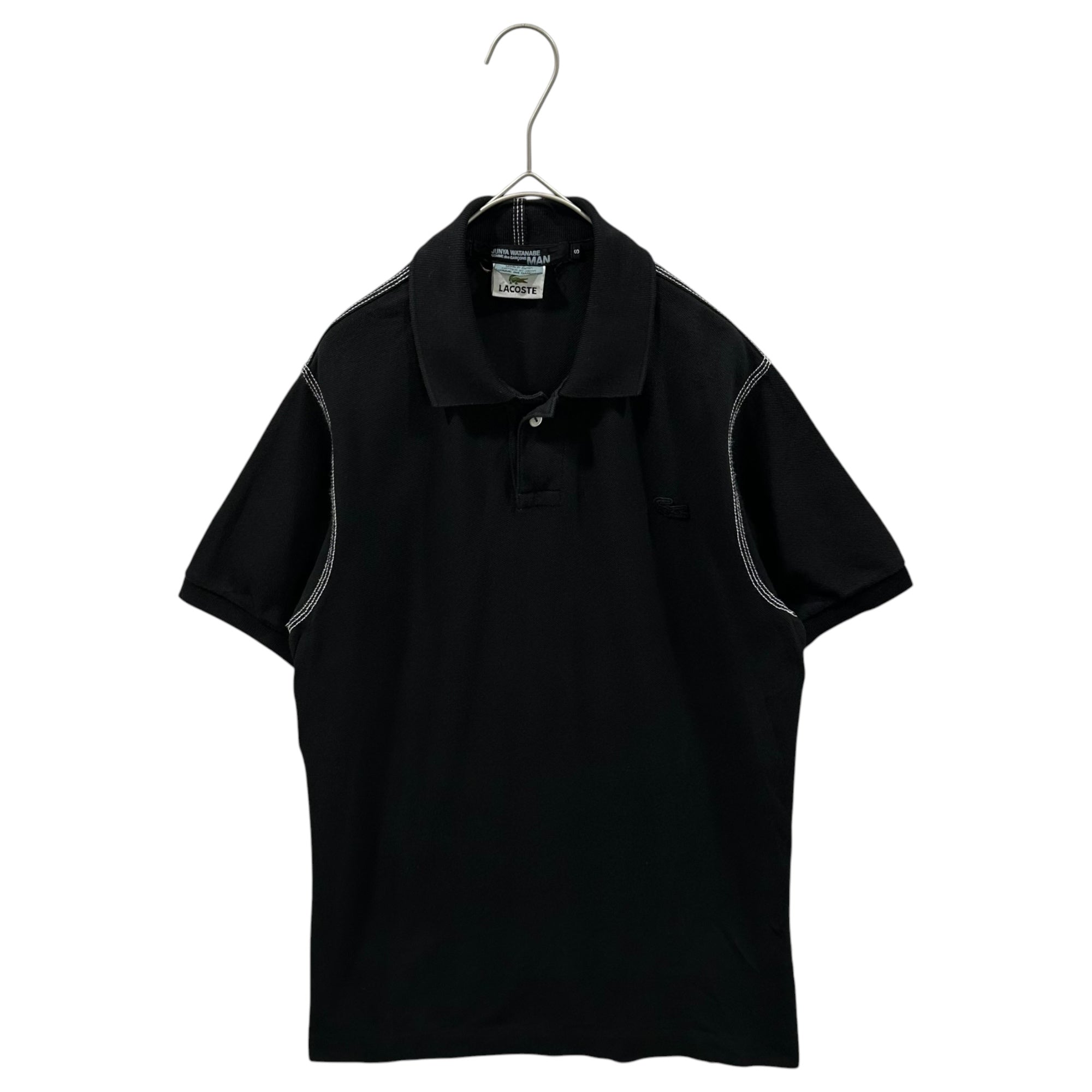 COMME des GARCONS JUNYA WATANABE MAN × LACOSTE(コムデギャルソンジュンヤワタナベマン × ラコステ) 2006SS Dye-Sublimated White-Stitched Polo Shirt 製品染め ホワイトステッチ ポロシャツ WQ-T012 S ブラック×ホワイト AD2005