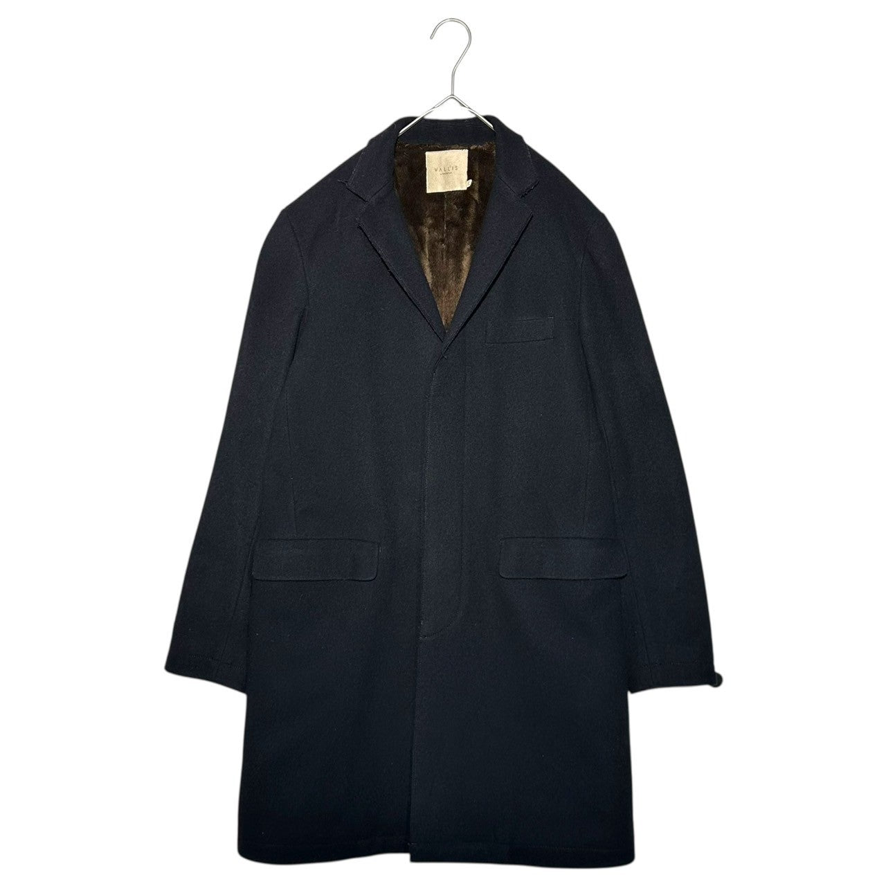 VALLIS by FACTOTUM(ヴァリスバイファクトタム) Wool Cashmere Chester Coat ウール カシミヤ チェスター コート 05030832 46(S程度) ネイビー 裏ボア 参考定価71,500円