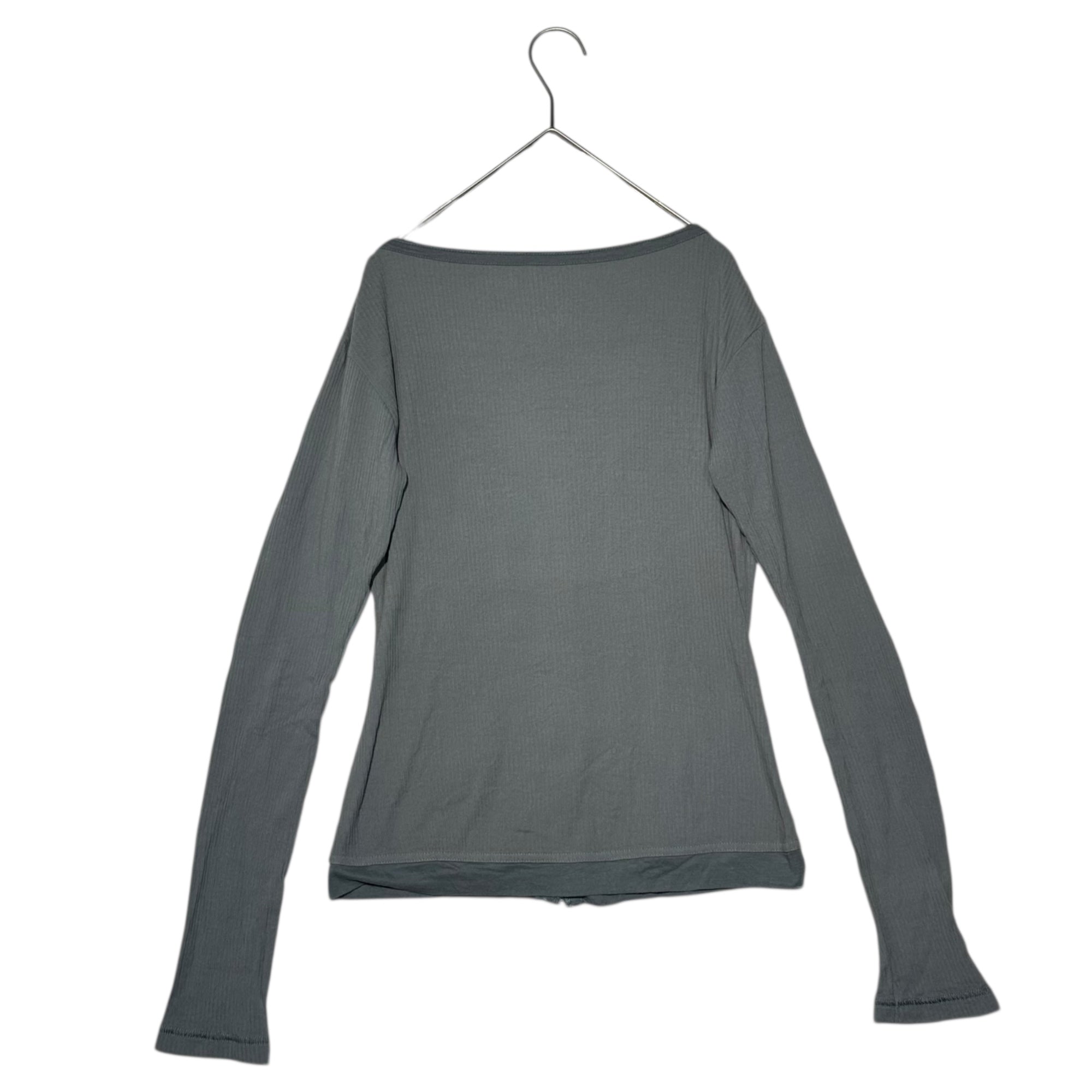 MARITHE FRANCOIS GIRBAUD(マリテフランソワジルボー) 00's V-neck Ribbed Cardigan Vネック リブ カーディガン F5-6736 S グレー Y2K