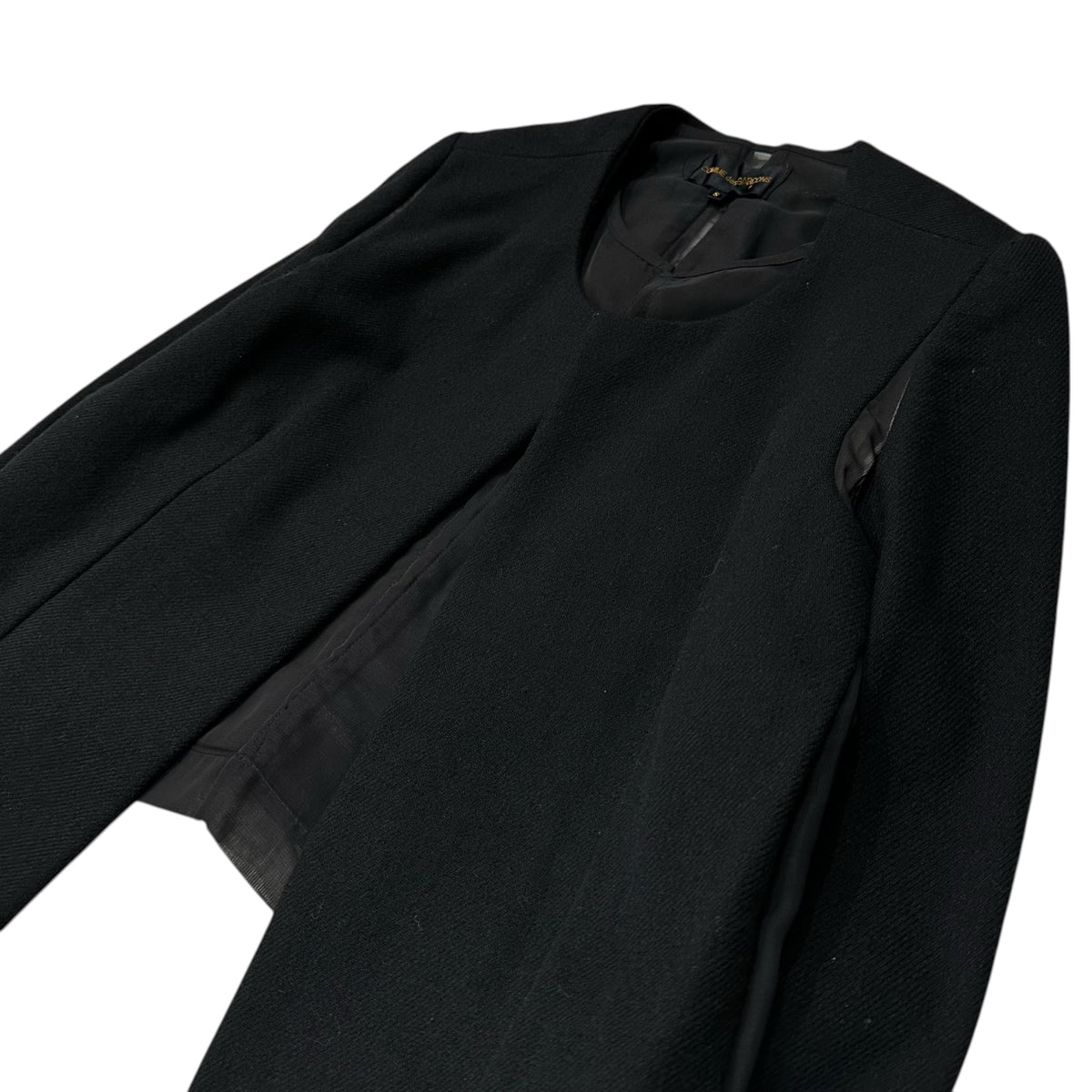 COMME des GARCONS(コムデギャルソン) 1997AW Vintage  Center-Slit Wool No-Collar Jacket ヴィンテージ センターシアー ウール ノーカラー ジャケット GJ-04005S S ブラック AD1997