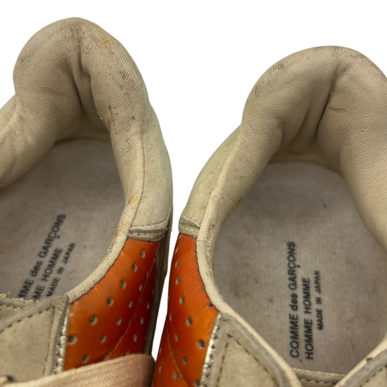 COMME des GARCONS HOMME HOMME(コムデギャルソンオムオム) 1999～2001 Punched Leather Low-Cut Sneakers パンチング レザー ローカット スニーカー 25.5(26.5cm程度) ホワイト×オレンジ 90's 00's アーカイブ