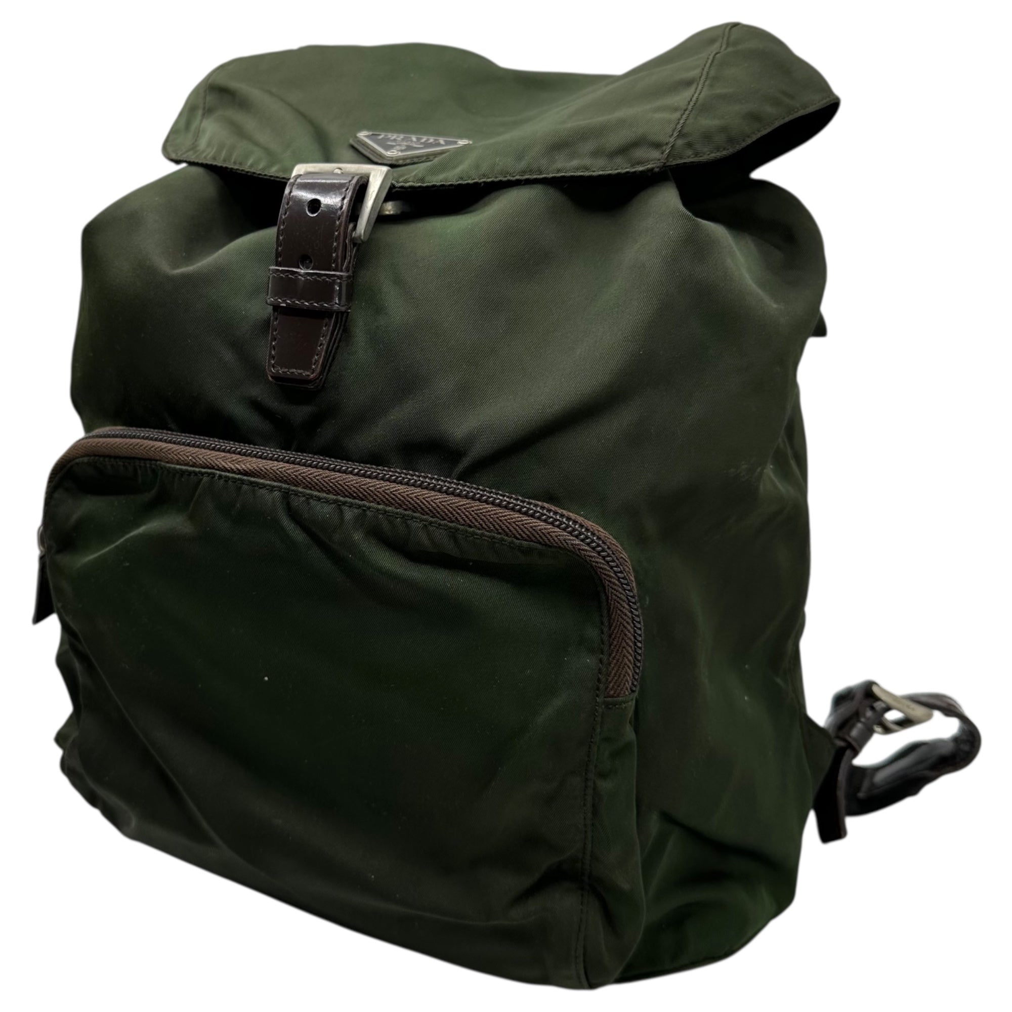PRADA(プラダ) Triangle Plate Nylon Mini Backpack 三角 プレート ナイロン ミニ リュック カーキ