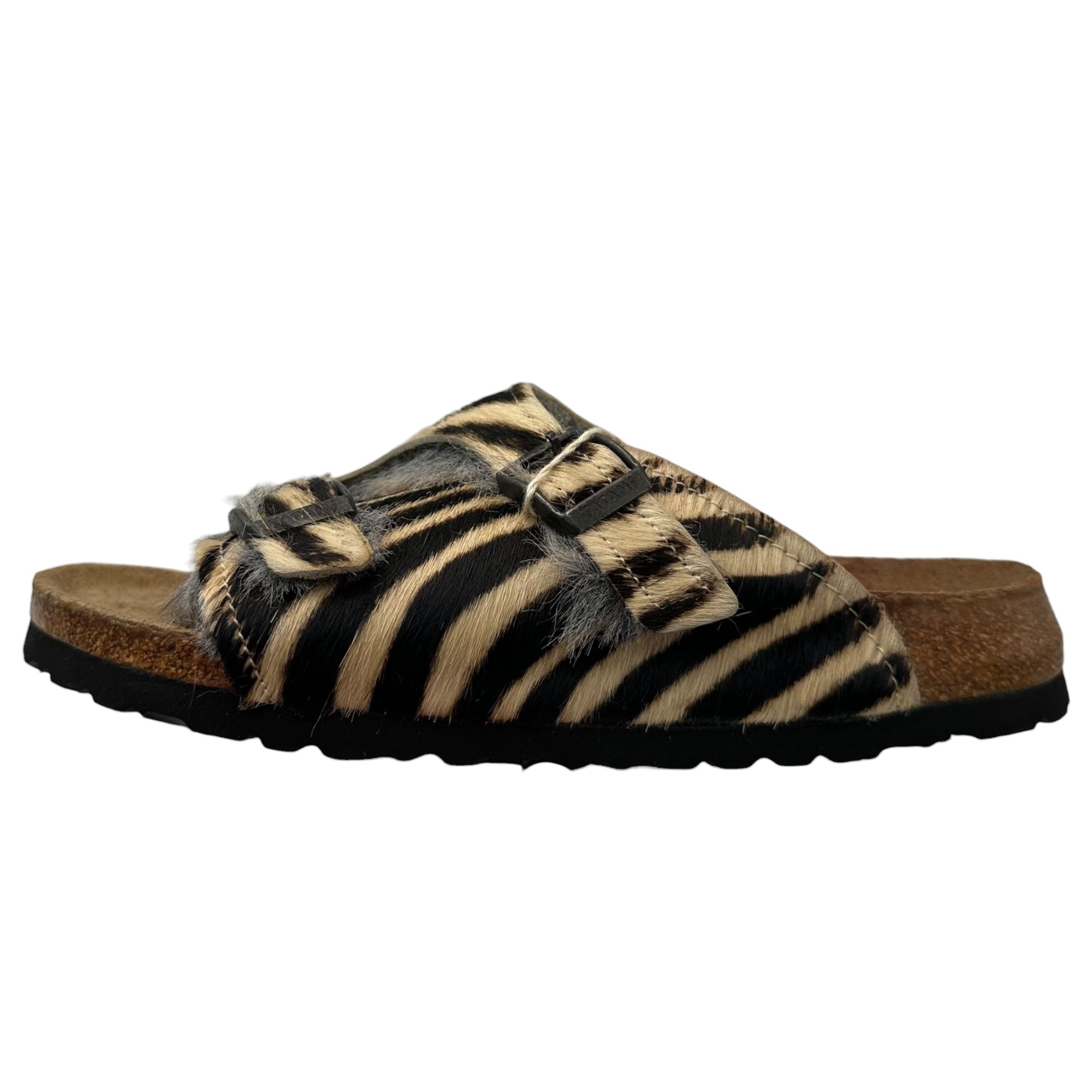 TATAMI(タタミ) Zebra Harako Leather Cork Sandals ゼブラ ハラコ レザー ファー コルク サンダル 36(23cm程度) ブラック×ホワイト BIRKENSTOCK ビルケンシュトック