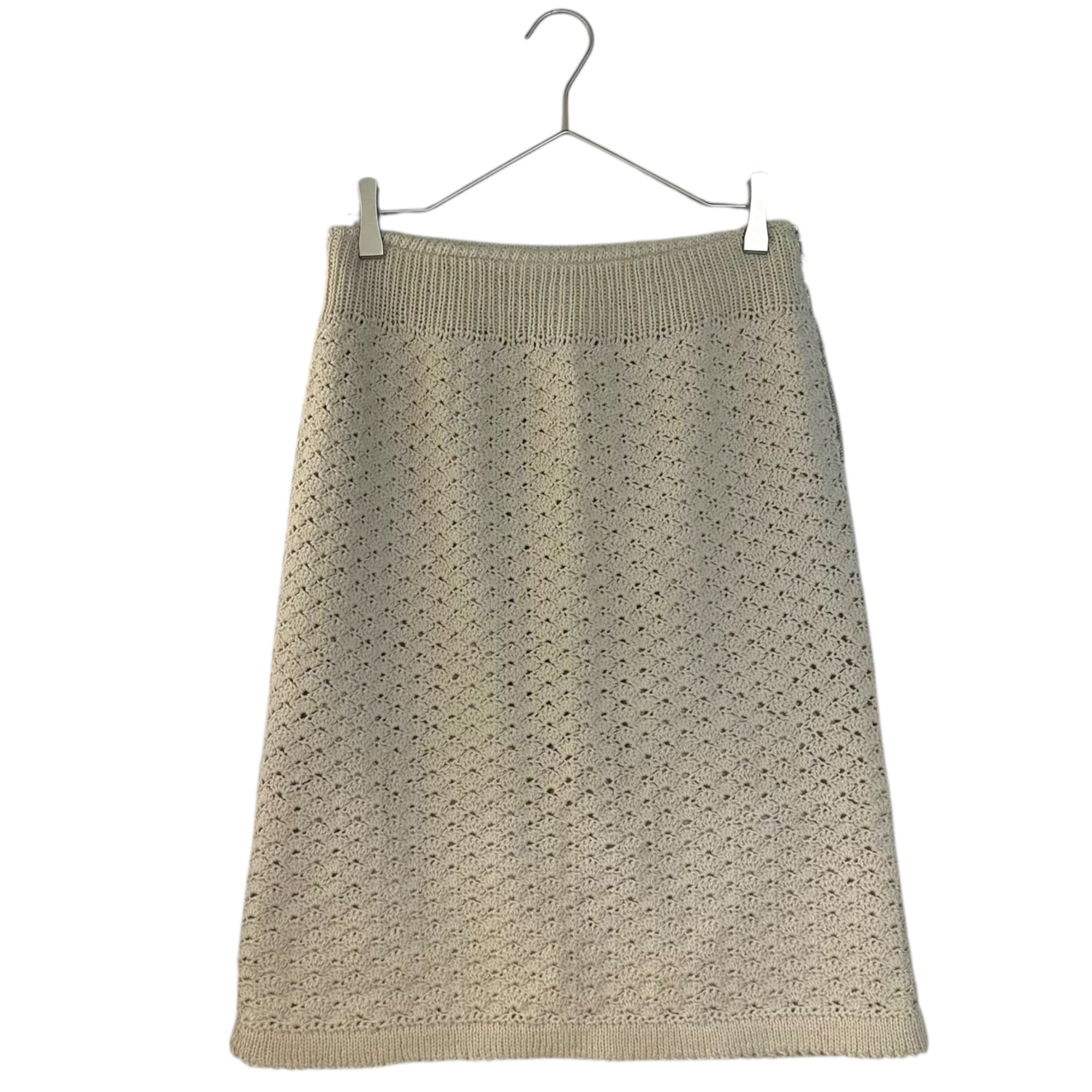 Euro vintage(ヨーロッパヴィンテージ) 70's Mont Blanc_ami ami lace knit skirt ニットレース編みスカート 表記無し(Mサイズ程度) ベージュ / 後見頃裾に汚れ有