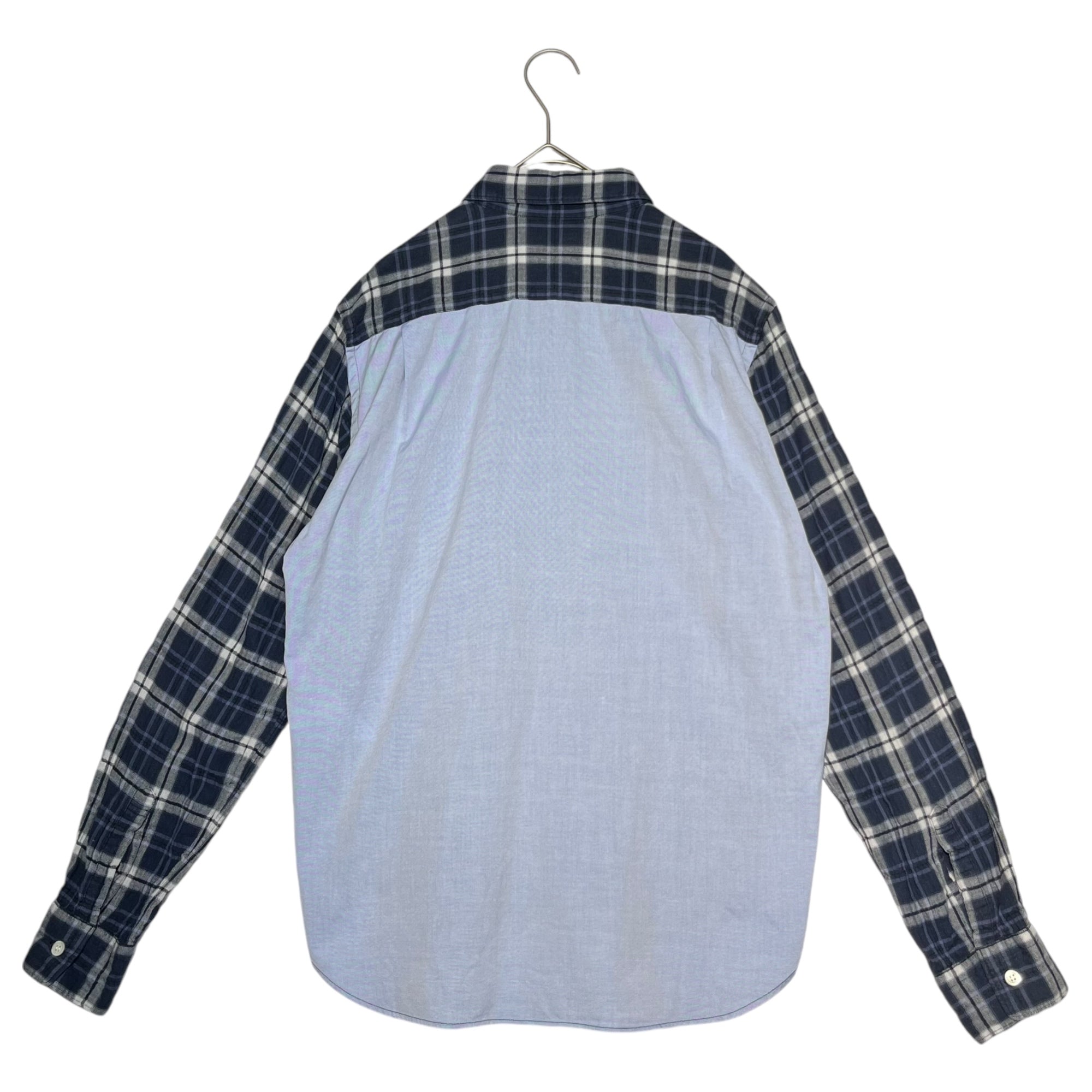 COMME des GARCONS HOMME(コムデギャルソンオム) 10SS Check switching long sleeve shirt チェック切替 長袖 シャツ HE-B125 XS ネイビー×ブルー AD2009