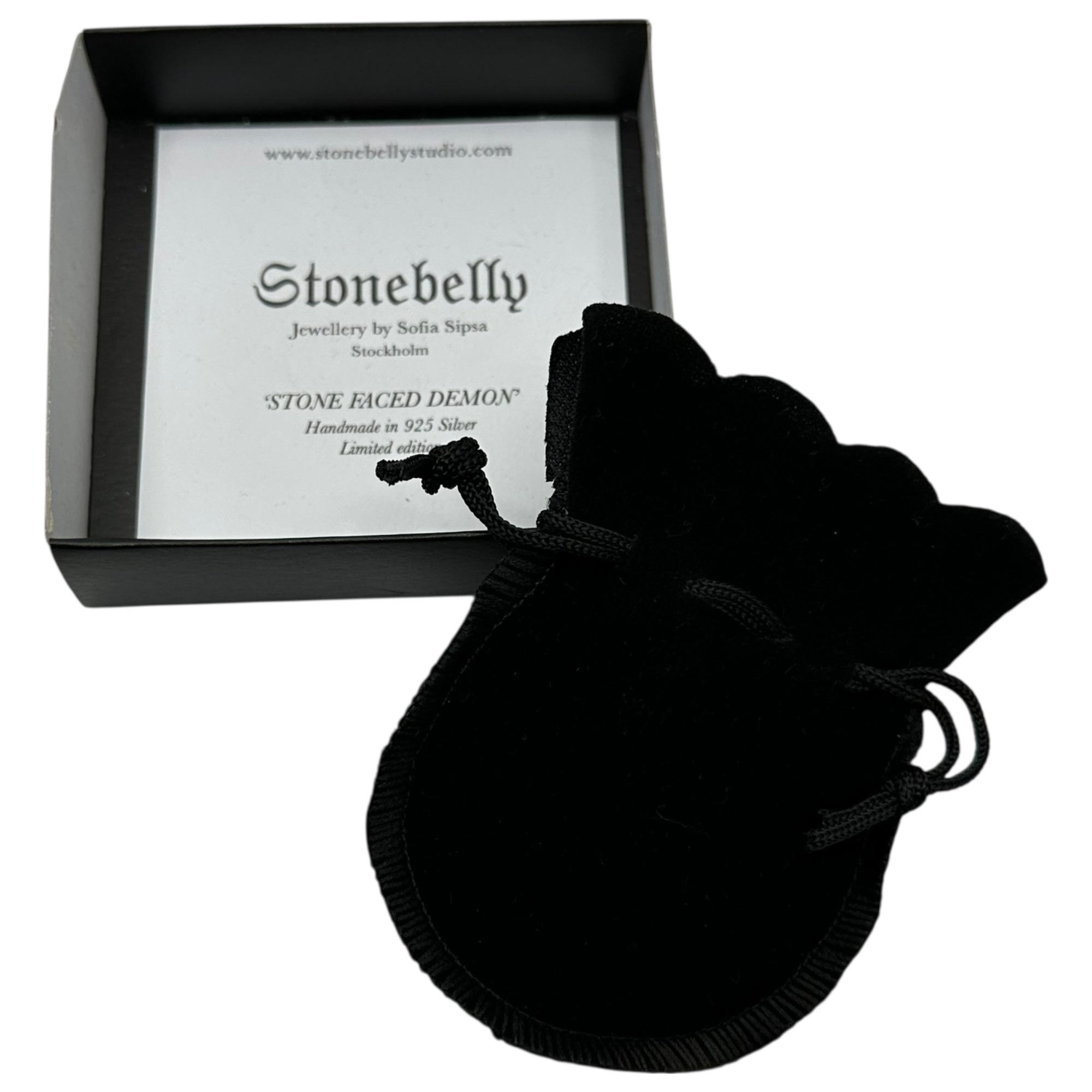 STONE BELLY(ストーンベリー) 925 Silver STONE FACED DEMON ストーン フェイスド デーモン ネックレス オレンジ石 シルバー ジュエリー ストックホルム発ブランド