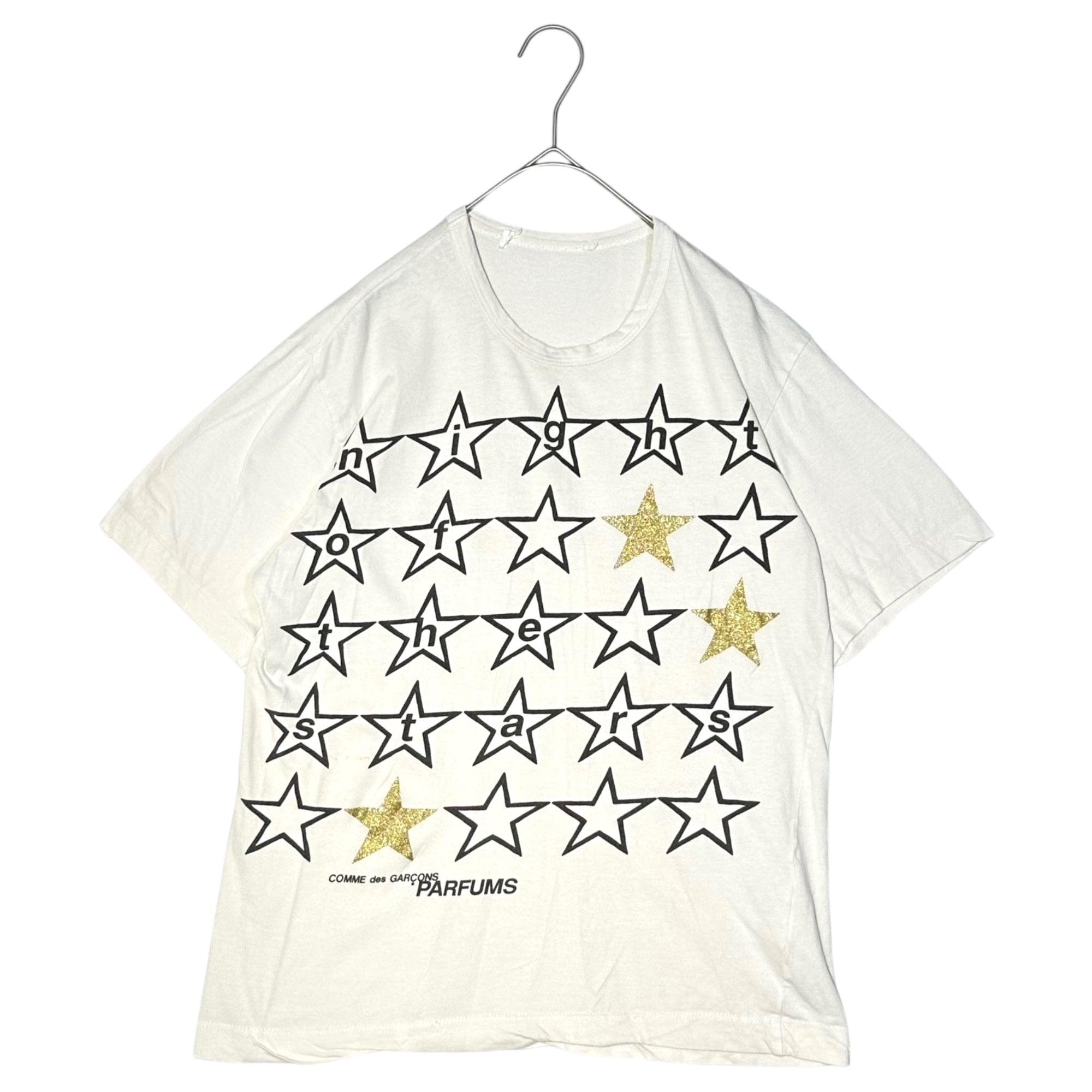 COMME des GARCONS PARFUMS(コムデギャルソンパルファム) Star Print T-Shirt スタープリント Tシャツ ホワイト ブランドロゴ取れ