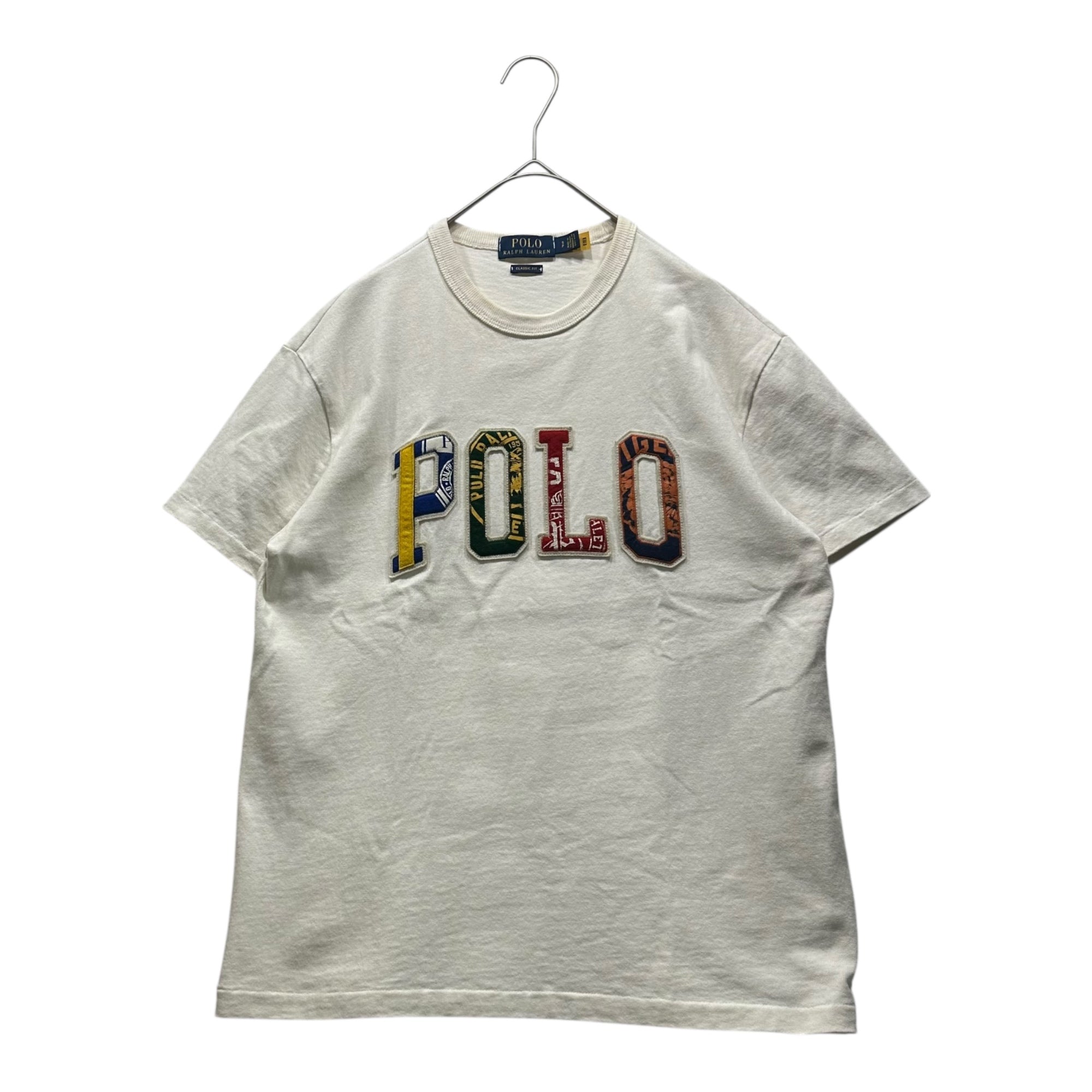 POLO RALPH LAUREN(ポロラルフローレン) Patch Logo Crew Neck T-Shirt パッチロゴ クルーネック Tシャツ S ホワイト×マルチカラー