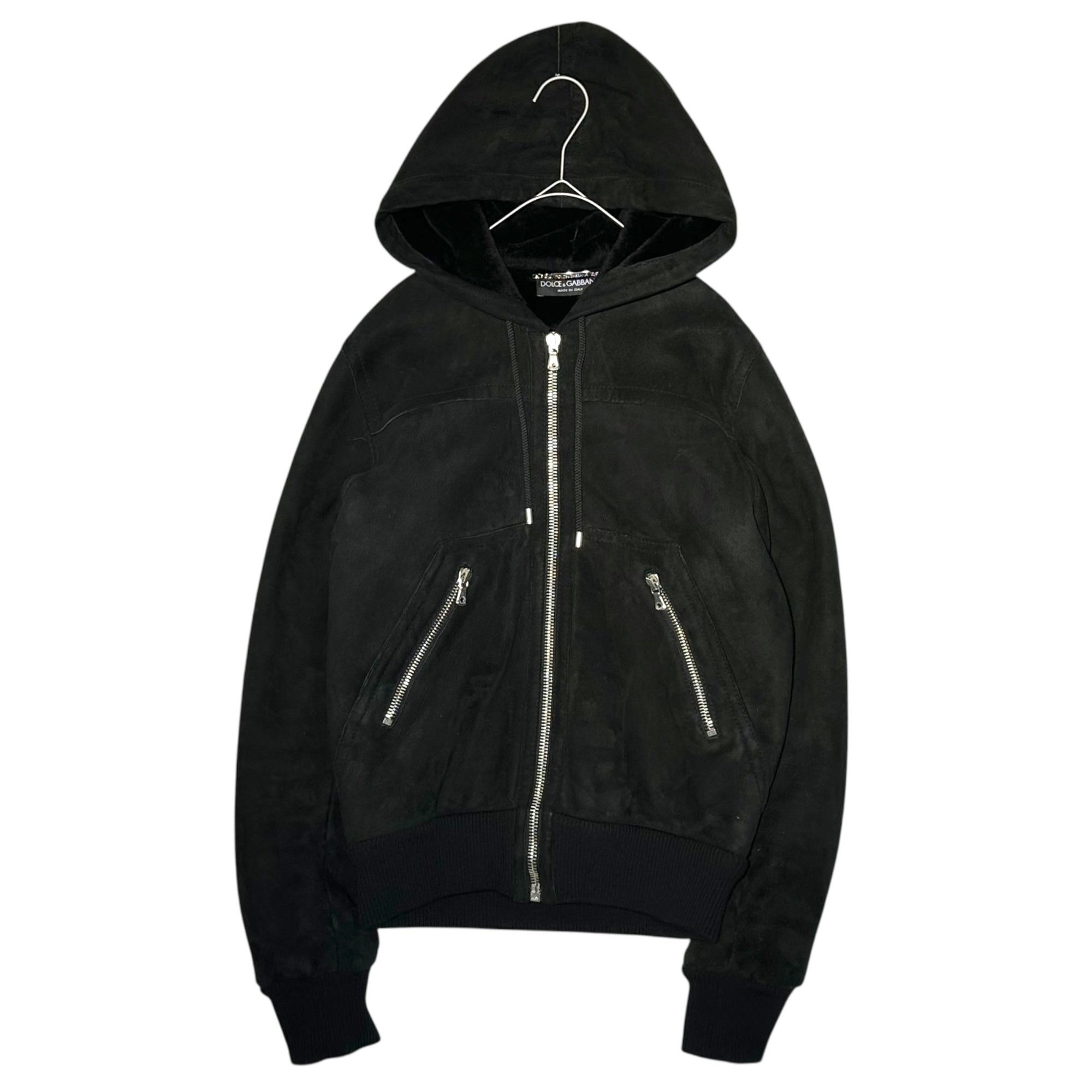 DOLCE&GABBANA(ドルチェ&ガッバーナドルガバ) Mouton Zip-Up Hoodie ムートン ジップ アップ パーカー 表記無(XS程度) ブラック ジャケット
