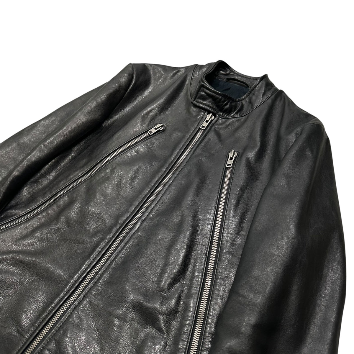 Maison Martin Margiela(メゾン マルタンマルジェラ) 2011AW 5-ZIP LEATHER JACKET - Cowhide 5ジップ ライダース ジャケット 牛革 S30AM0203 44(XS程度) ブラック レザー 八の字