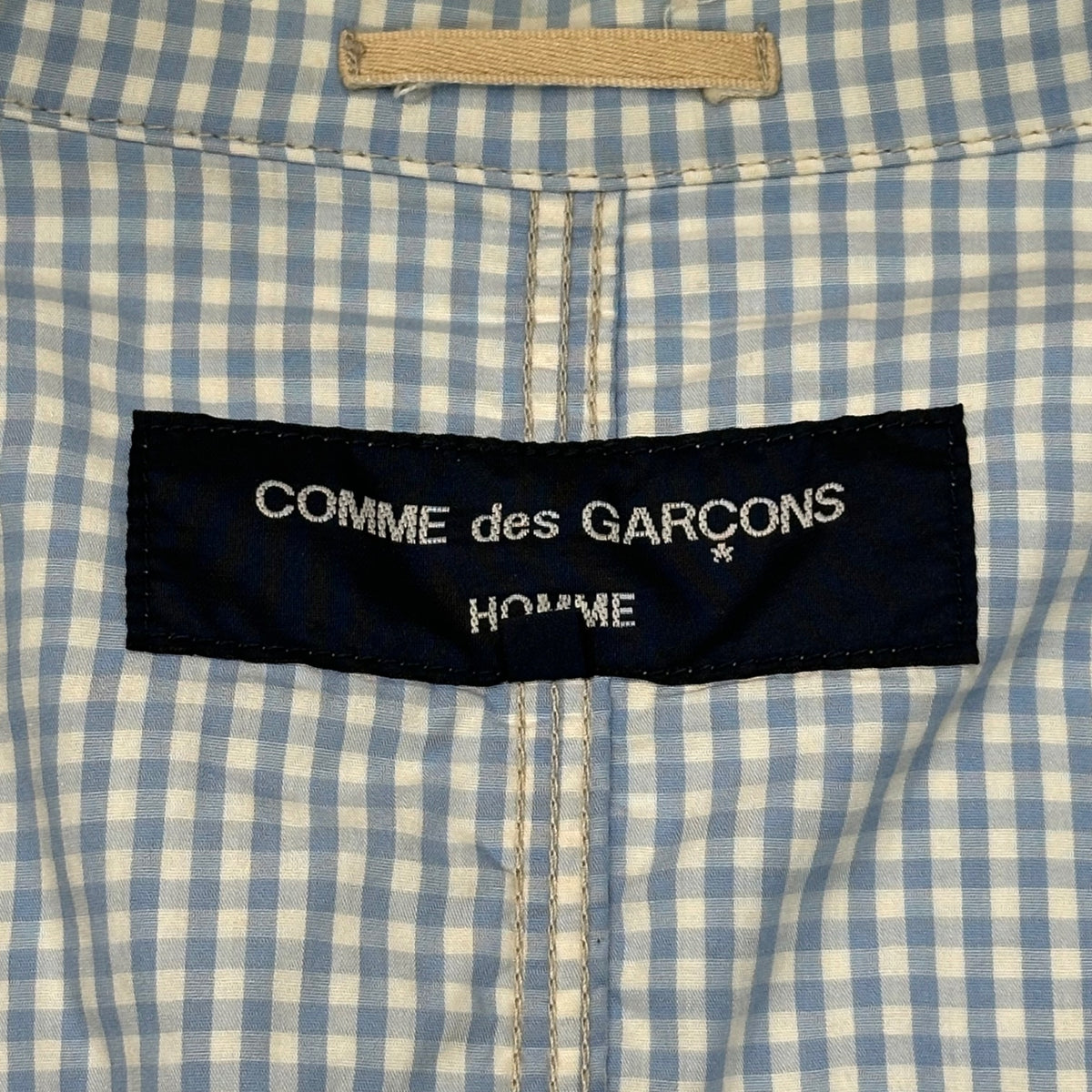 COMME des GARCONS HOMME(コムデギャルソンオム) Inner Gingham Check Cotton Jacket インナー ギンガムチェック コットン ジャケット アイボリー×ライトブルー