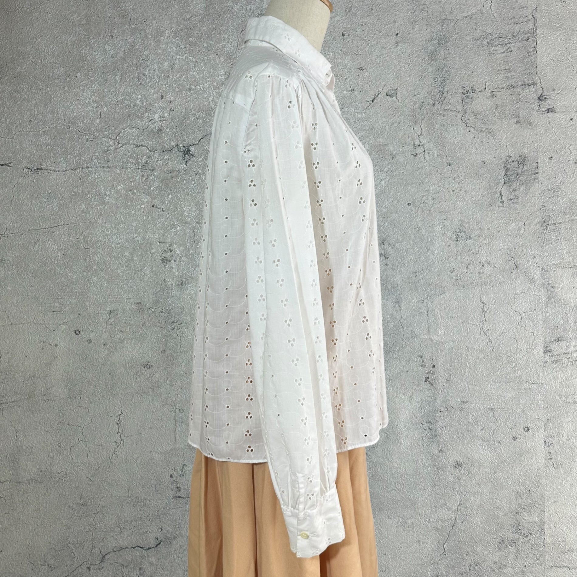 Euro Vintage(ヨーロッパヴィンテージ) Continuer_70's~ scalloped lace cotton blouse/スカラップレースコットンブラウス 表記なし(Lサイズ程度) ホワイト