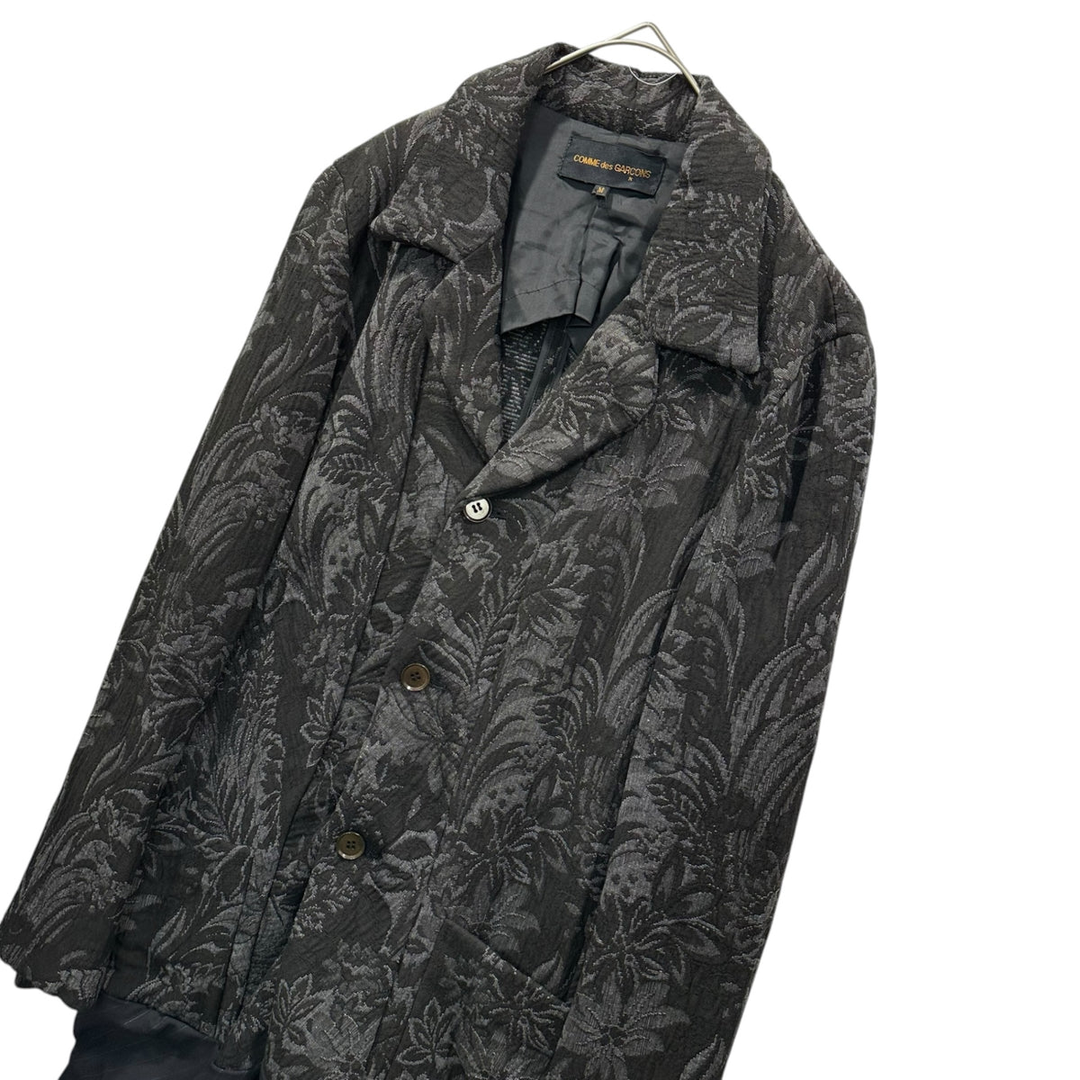 COMME des GARCONS(コムデギャルソン) 1992AW Jacquard combination 3-button tailored jacket ジャガード 切替 3B ジャケット GJ-11012 Ｍ ブラック AD1992 テーラード 90's 90年代