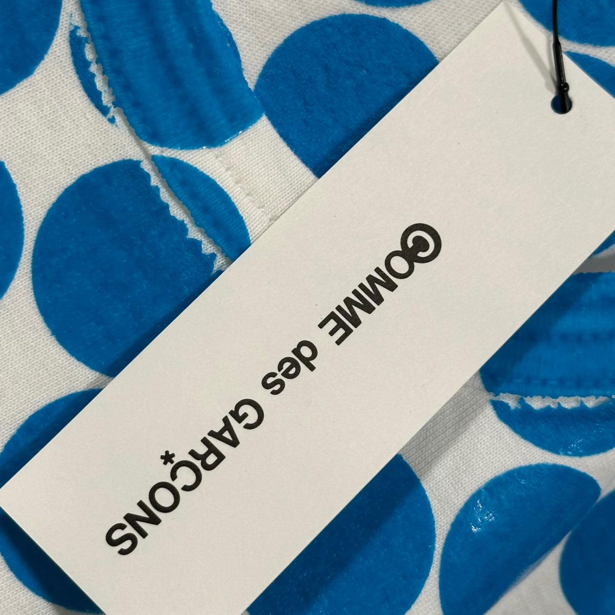 COMME des GARCONS(コムデギャルソン) 1999AW Polka-dot S/S T-shirt ドット デザイン 半袖 Tシャツ KT-910020 表記無(M程度) ホワイト×ブルー AD1999 青山限定