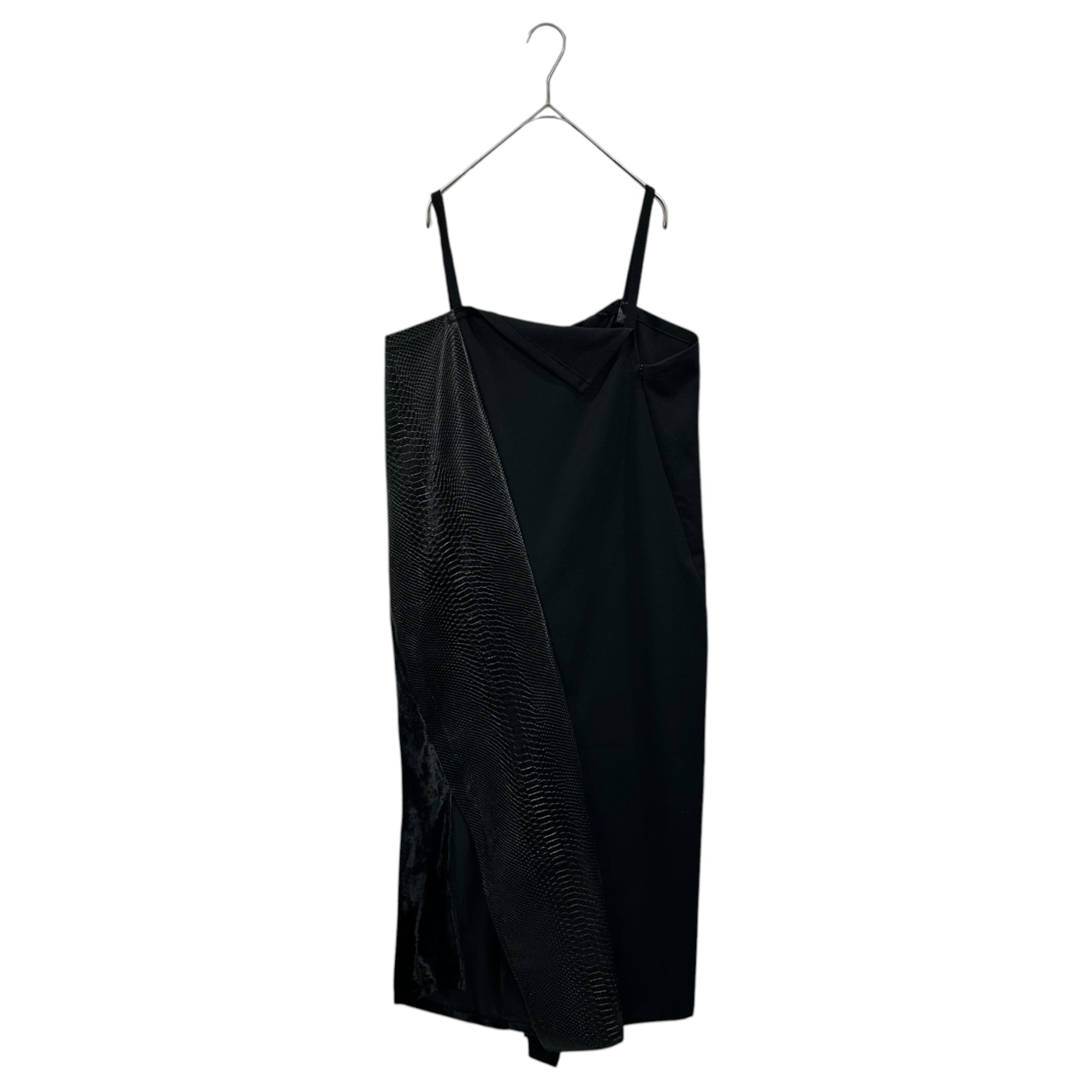 JUNYA WATANABE(ジュンヤワタナベ) 25AW Camisole, Crocodile Eco-Leather Overalls キャミソール クロコ エコレザー サロペット JP-O016 XS ブラック AD2025 オールインワン