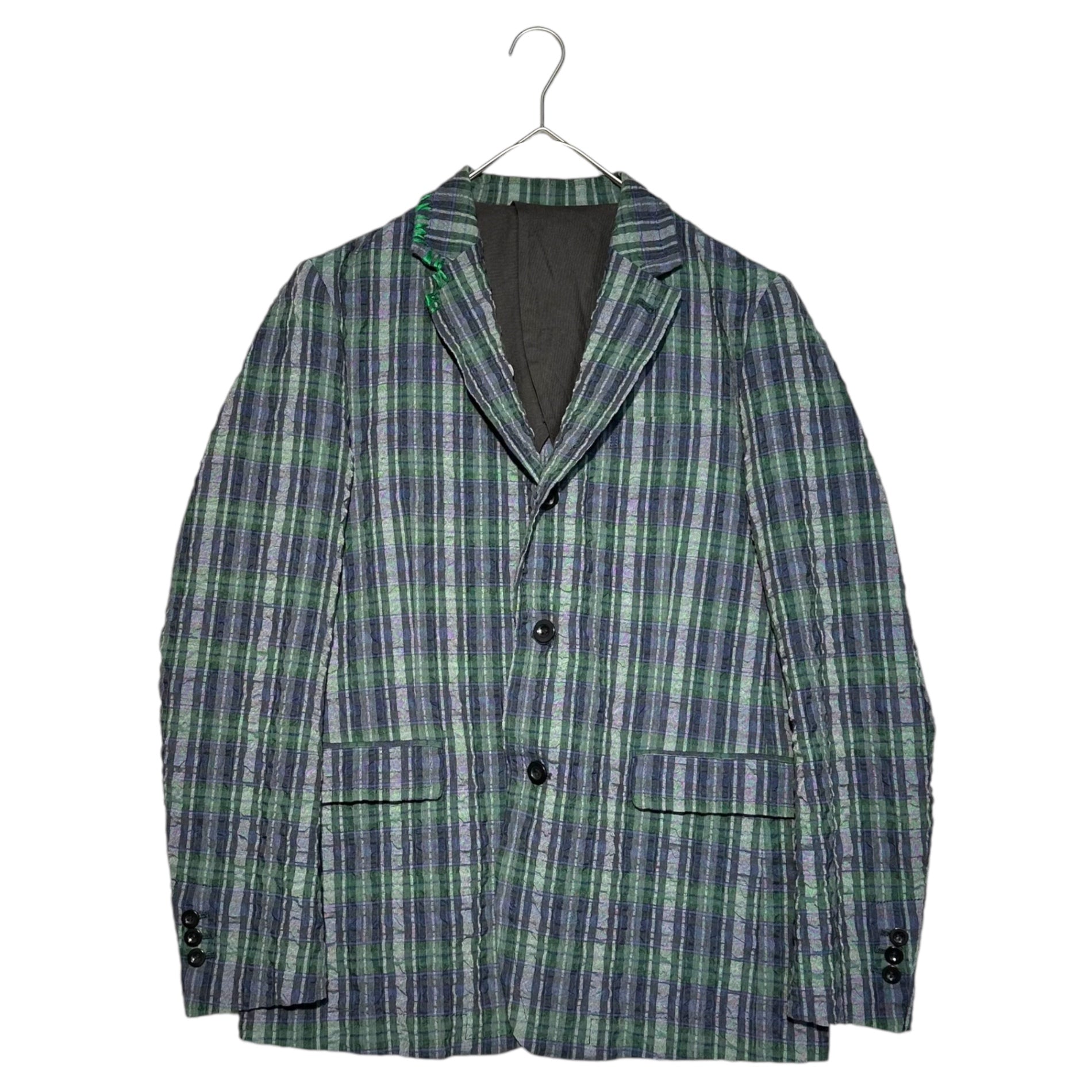 sacai(サカイ) 17SS Seersucker check 3B jacket シアサッカー チェック 3B テーラード ジャケット 17-01338M 1 ネイビー×グリーン