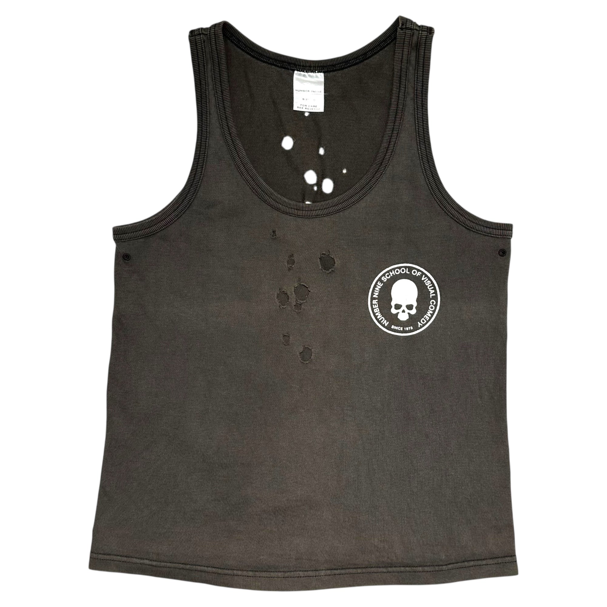NUMBER (N)INE(ナンバーナイン) 01SS ”TIME” Perforated skull tank top タイム期 穴あき ドクロ スカル プリント タンクトップ 0(XS) チャコールグレー 00's アーカイブ