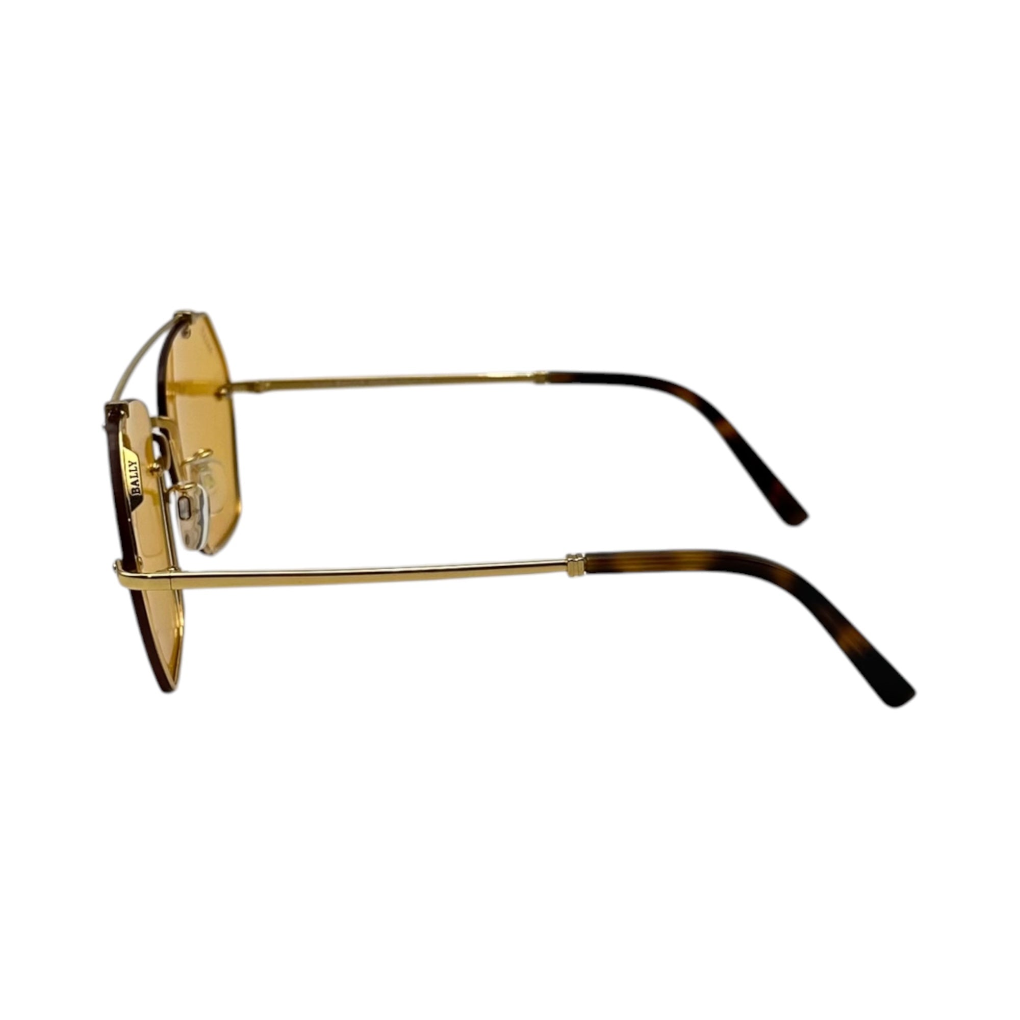BALLY(バリー) Gold Hexagonal Full rim Sunglasses ヘキサゴナル フルリム サングラス ダブルブリッジ BY0011-H 57□19-145 ゴールド×ブラウン 眼鏡 メガネ