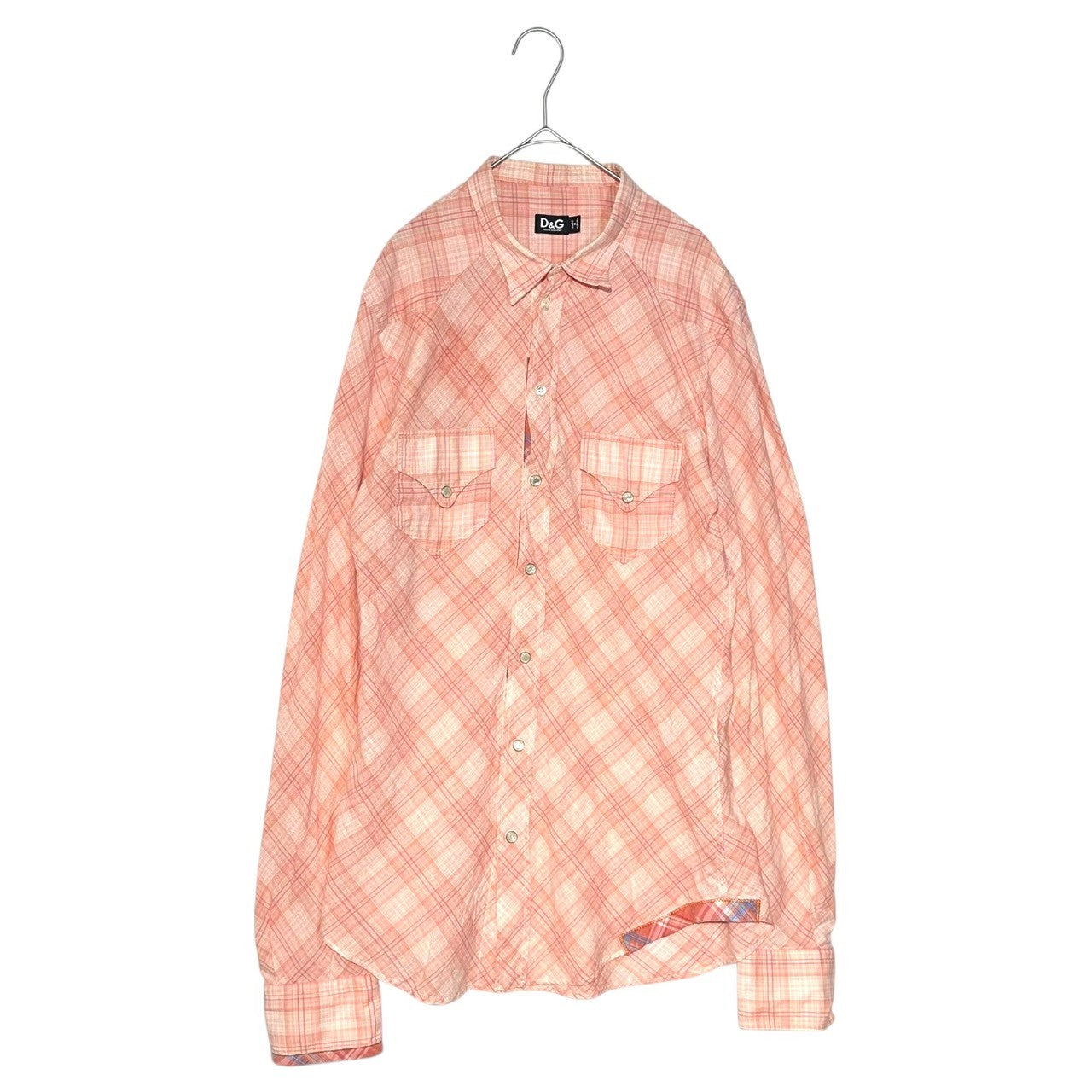 D&G(ディー&ジードルガバドルチェ&ガッバーナ) Western Check Shirt ウエスタン チェック シャツ RS0028/ST055 50(L) ピンク