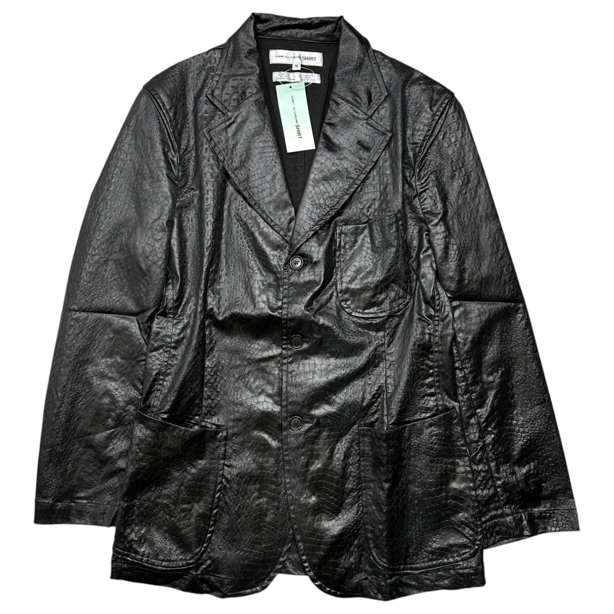 COMME des GARCONS SHIRT(コムデギャルソンシャツ) 1990's Crocodile-Embossed 3-Button Jacket クロコ 型押し 3ボタン ジャケット W10031 M ブラック 90s アーカイブ