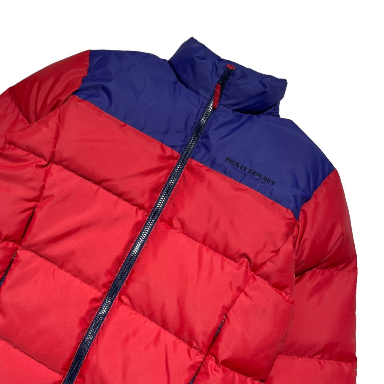 POLO SPORT(ポロスポーツ) 00's Bicolor nylon down jacket バイカラー ナイロン ダウン ジャケット 150(レディースS程度) レッド×ネイビー