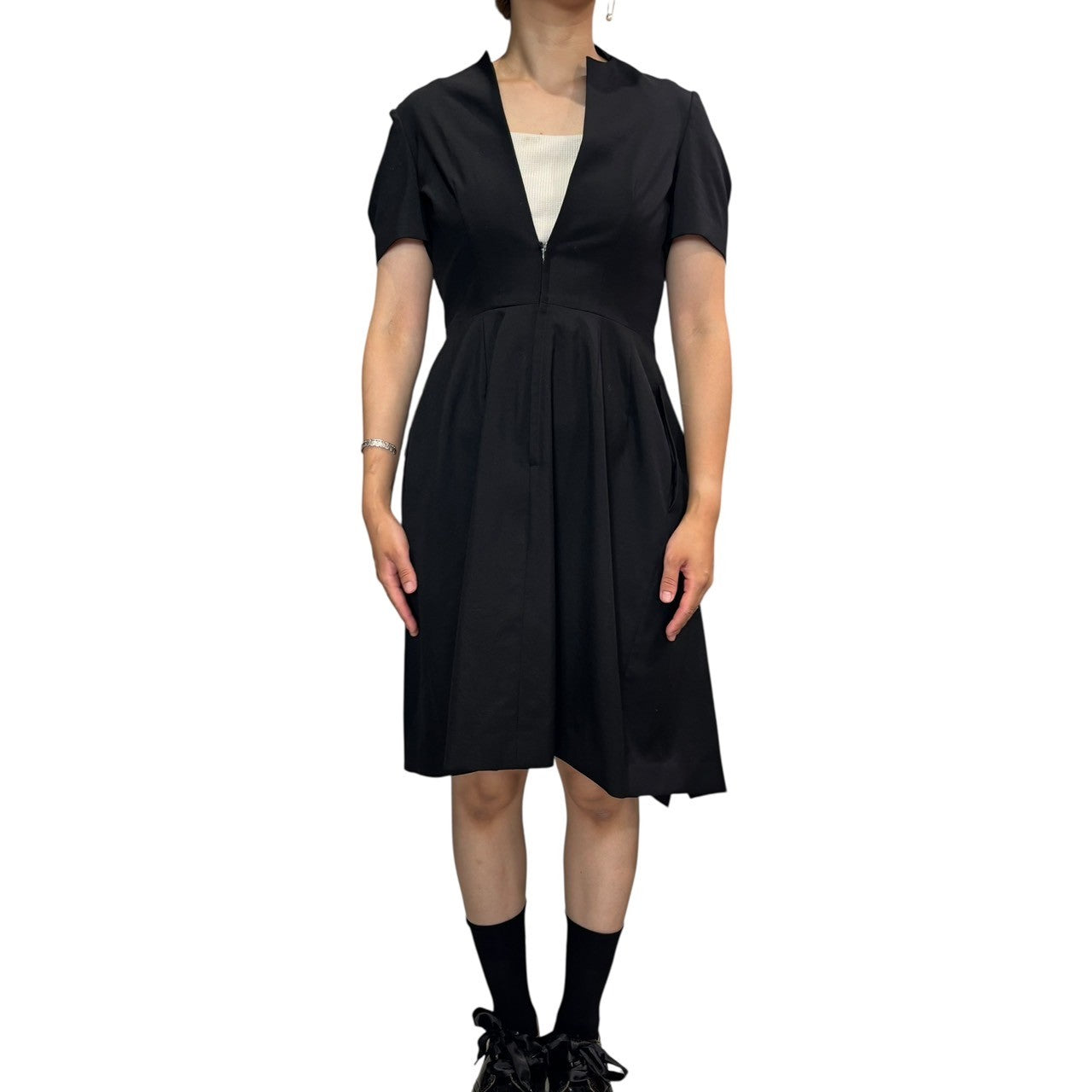 COMME des GARCONS(コムデギャルソン) 09SS Twisted 3D Skipper Sleeveless Dress ”捻じれ” 立体 スキッパー 半袖 ワンピース GC-O056 XS ブラック AD2008 ひざ丈