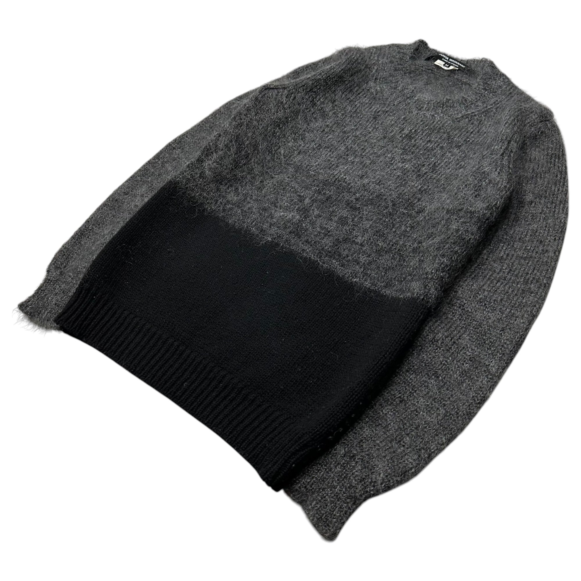 JUNYA WATANABE COMME des GARCONS(ジュンヤワタナベコムデギャルソン) 2014AW Wo/Mo Hybrid Knit ウール モヘア ハイブリット ニット JU-N013 M グレー×ブラック AD2014 ドッキング