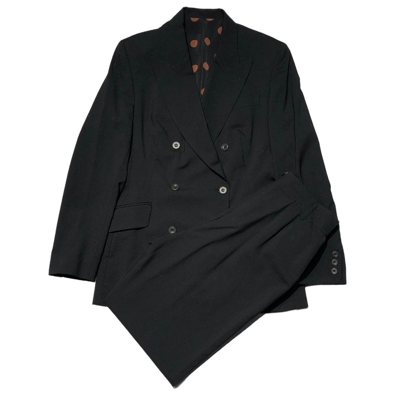 Jean Paul GAULTIER FEMME(ジャンポールゴルチエファム) 90's Design jacket double jacket setup デザイン ポケット ダブル ジャケット セットアップ 40(L程度) ブラック スラックス テーラード スーツ ドット