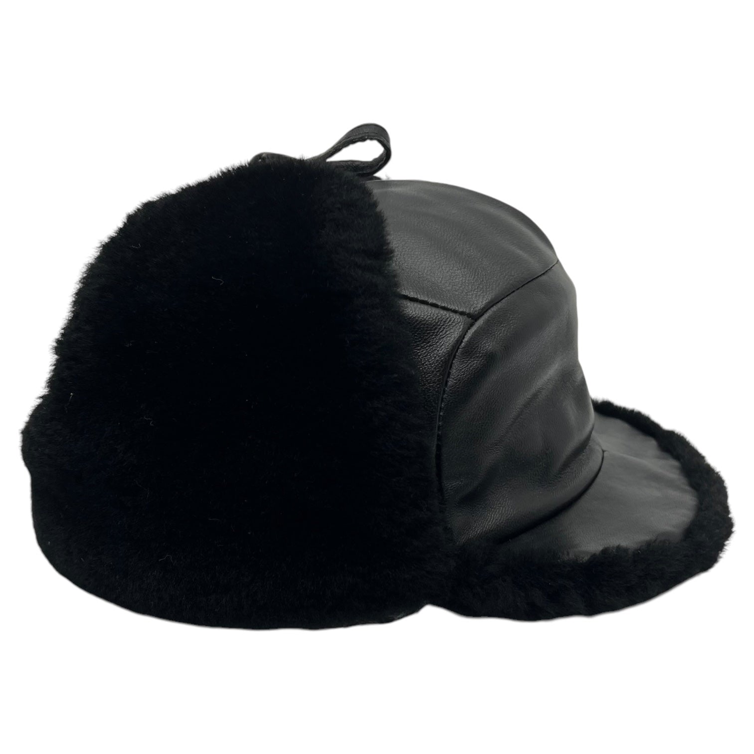 MISTRAL(ミストラル) Lamb shearling leather flight cap ラム ムートン レザー フライト キャップ 58  ブラック フランス製