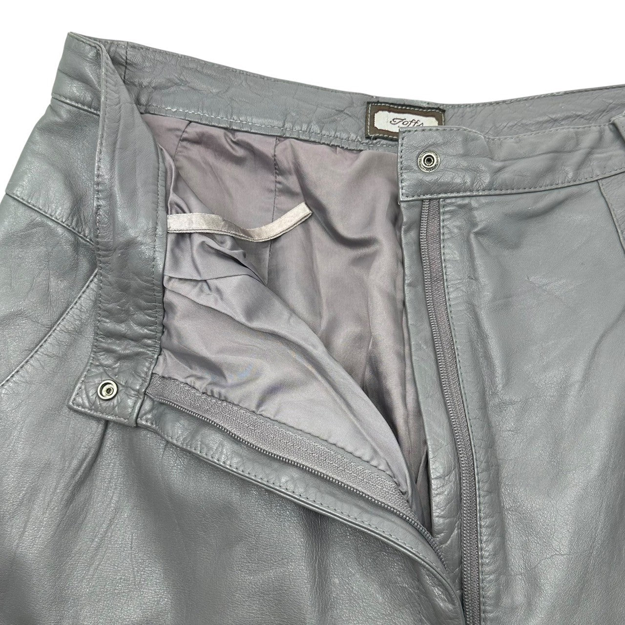 Toffs(トフズ) 90’s 4-tactapered leather pants 4タック テーパード レザー パンツ 表記無(XL程度) グレー 90年代 ヴィンテージ