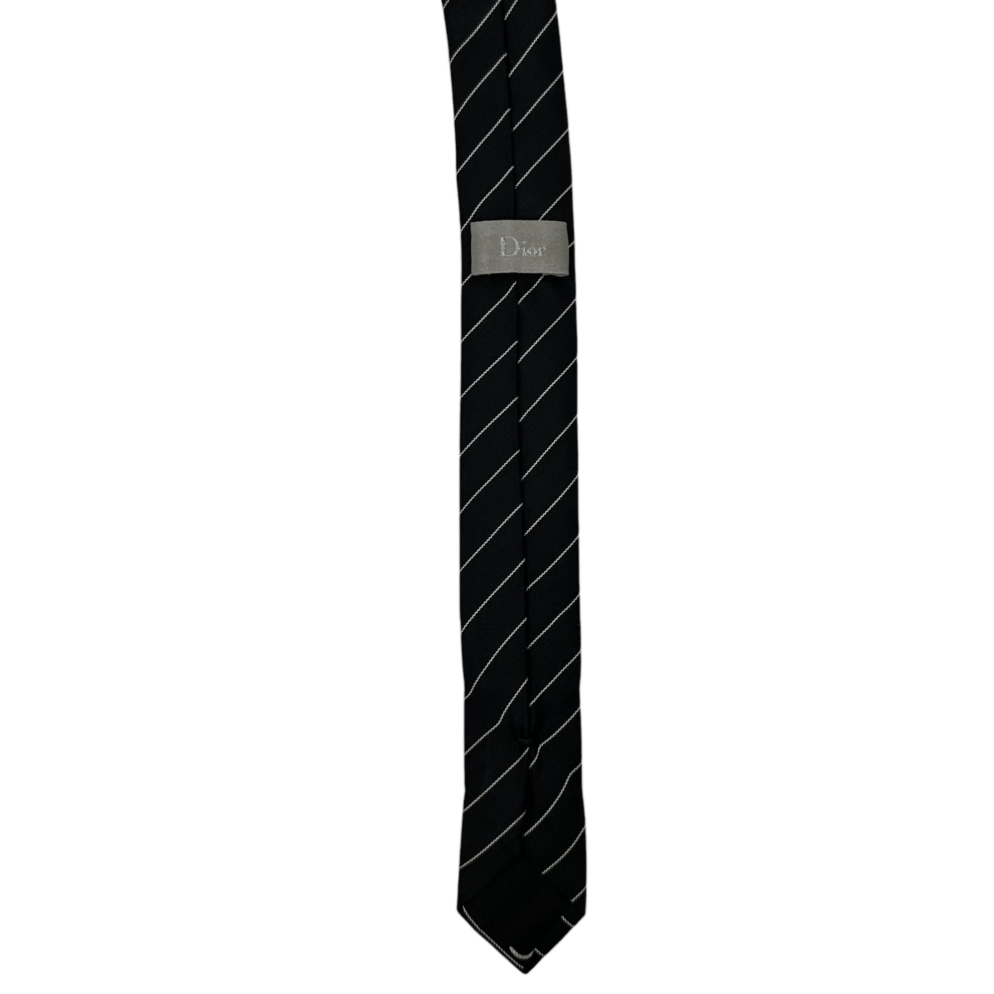 Dior HOMME(ディオールオム) by Hedi Slimane 40mm Regimental Narrow Tie エディ スリマン レジメンタル ナロー タイ ブラック ネクタイ エディ期