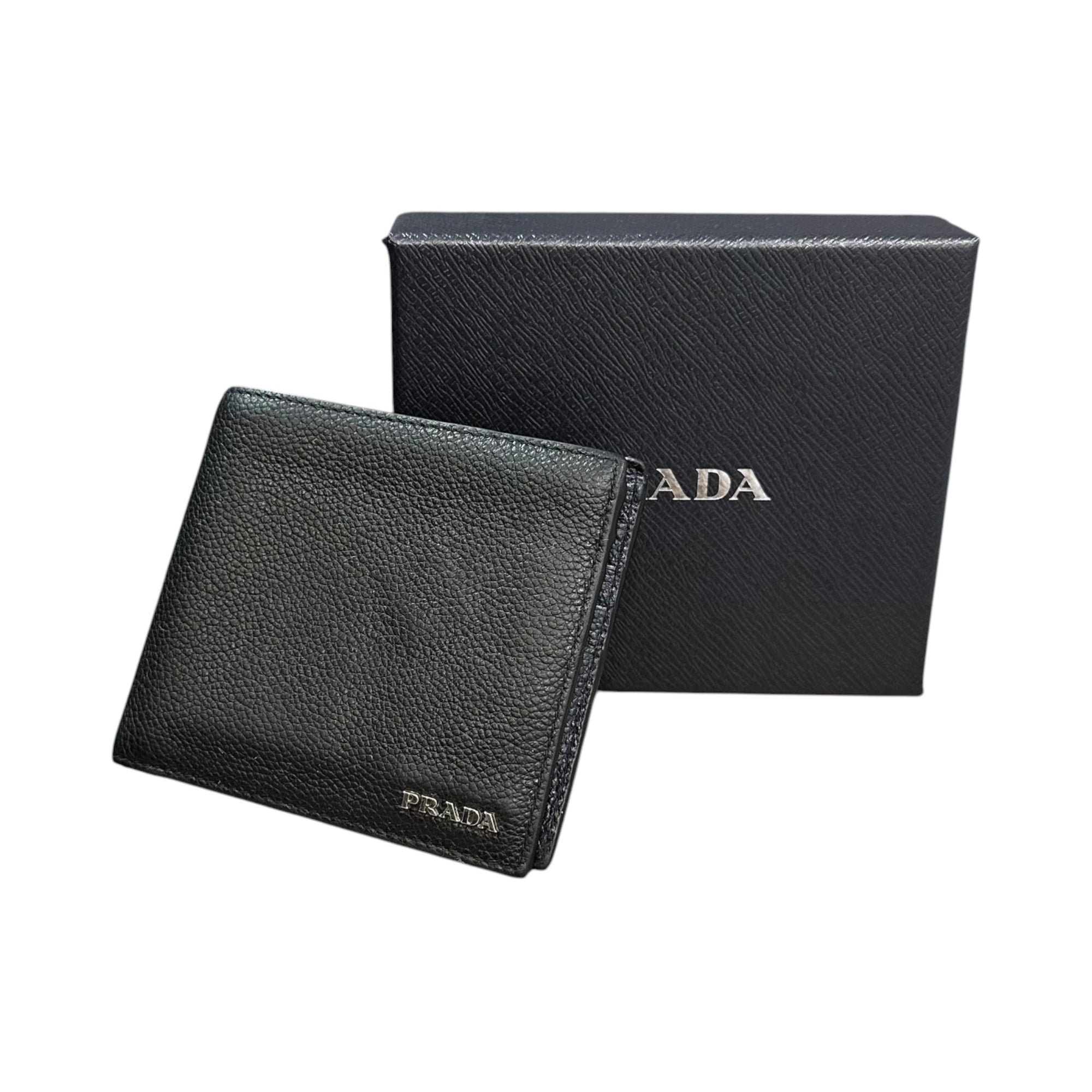 PRADA(プラダ) Vitello Daino Leather Wallet ヴィッテロダイノレザー 二つ折り財布 2M0513 ブラック