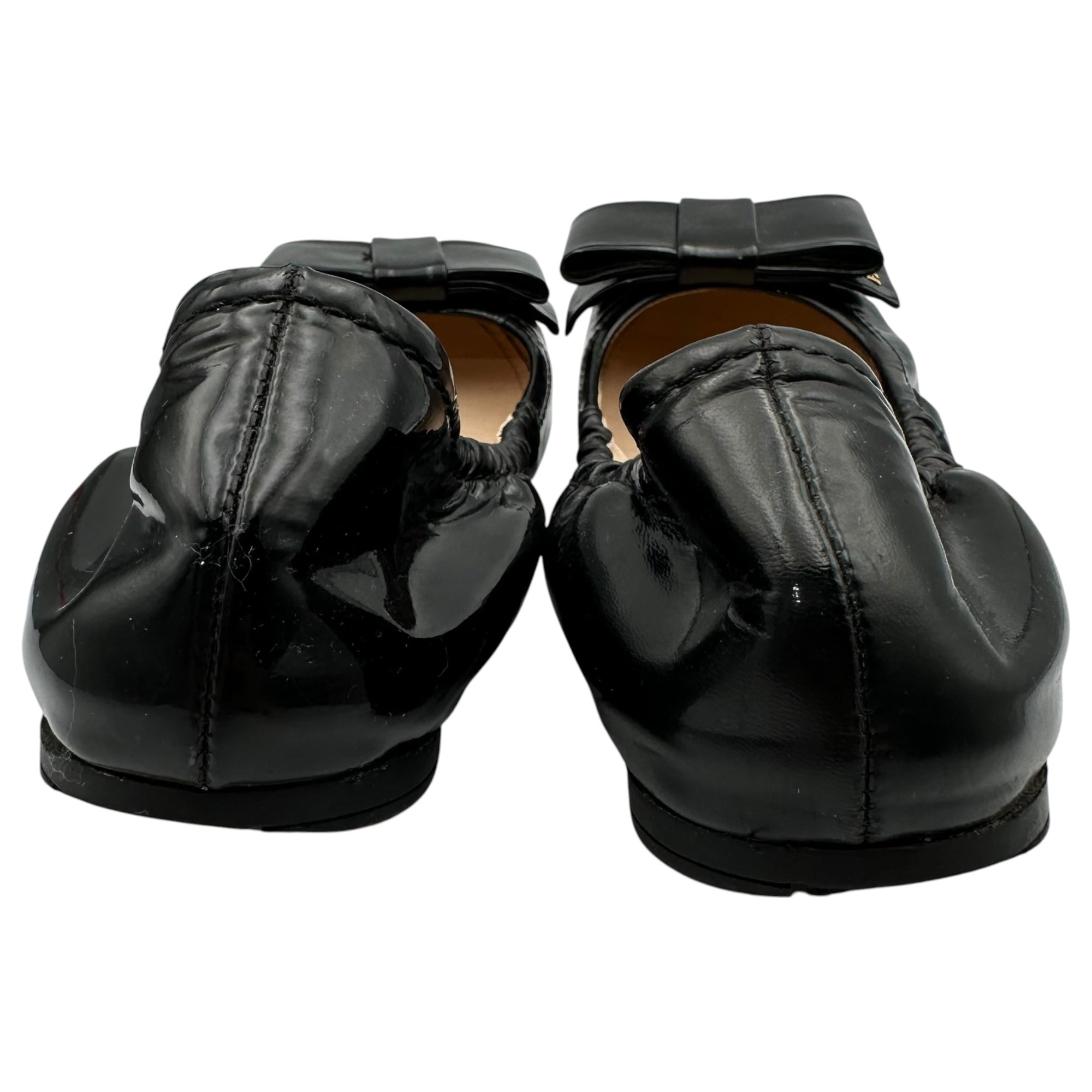 PRADA SPORT(プラダスポーツ) Bow-Accent Patent Leather Ballet Flats リボン パテントレザー バレエシューズ 37 1/2(24cm程度) ブラック