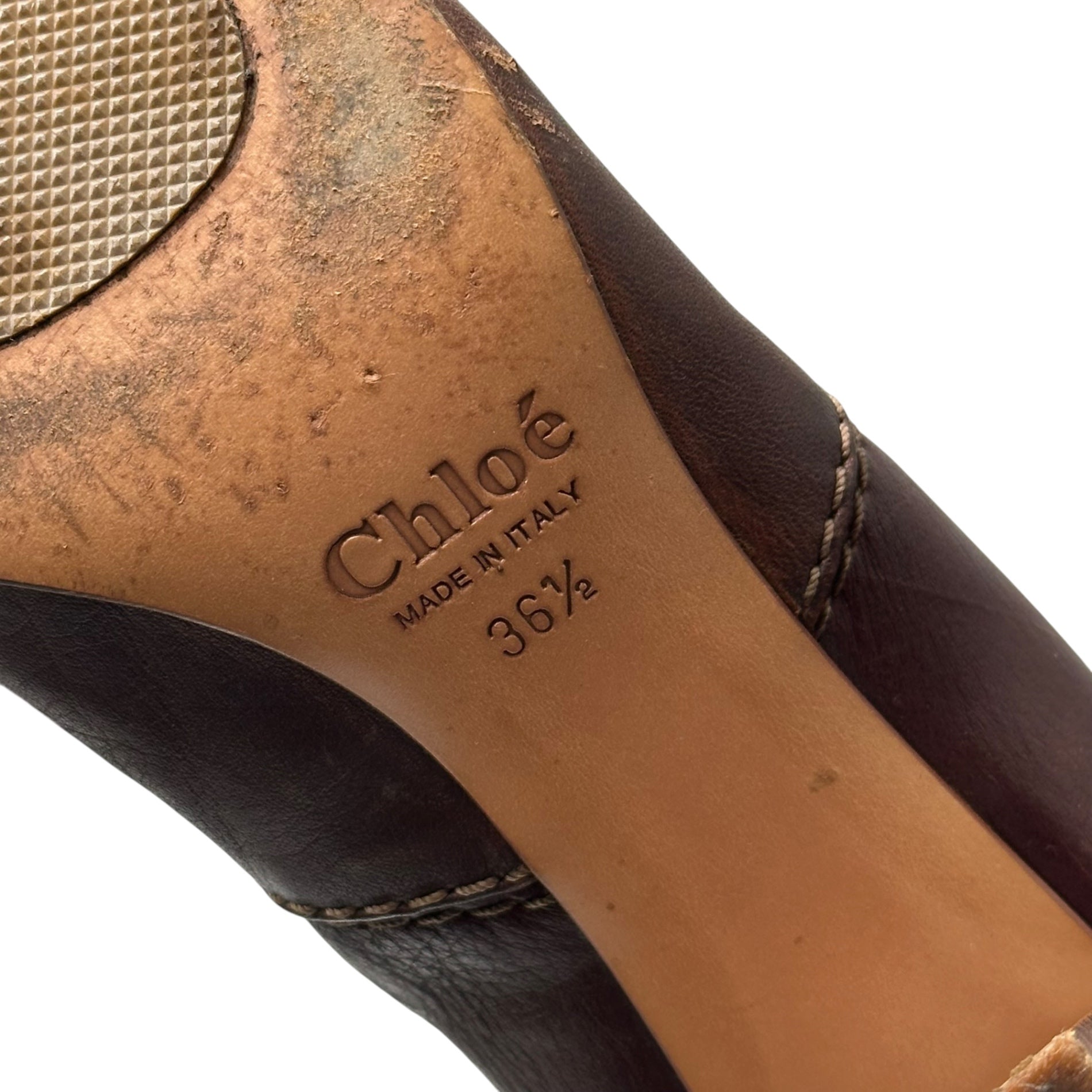CHLOE(クロエ) Cross-strap Heeled Leather Long Boots クロスベルト ヒール レザー ロング ブーツ 36 1/2(23.5cm程度) ブラウン