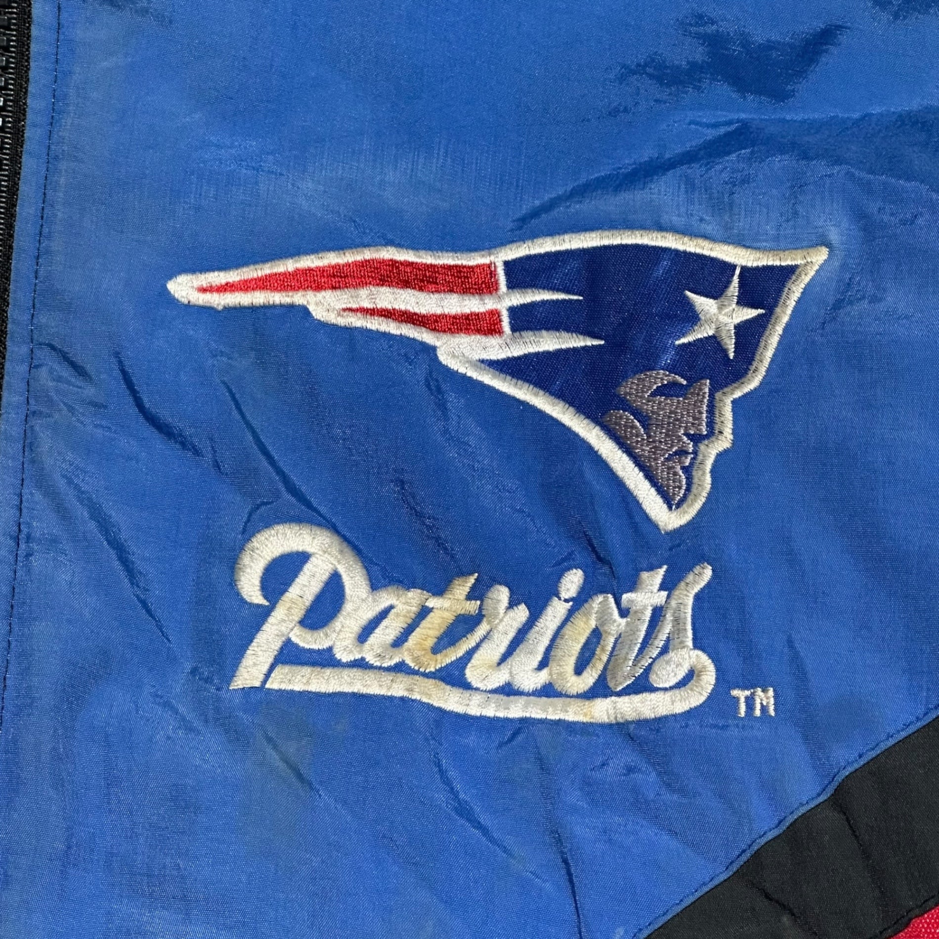 Pro PLayer(プロプレイヤー) 90's NFL "Patriots" Padded Nylon Jacket パテッド ナイロン ジャケット M ブルー×ブラック 90年代 ヴィンテージ ニューイングランド ペイトリオッツ
