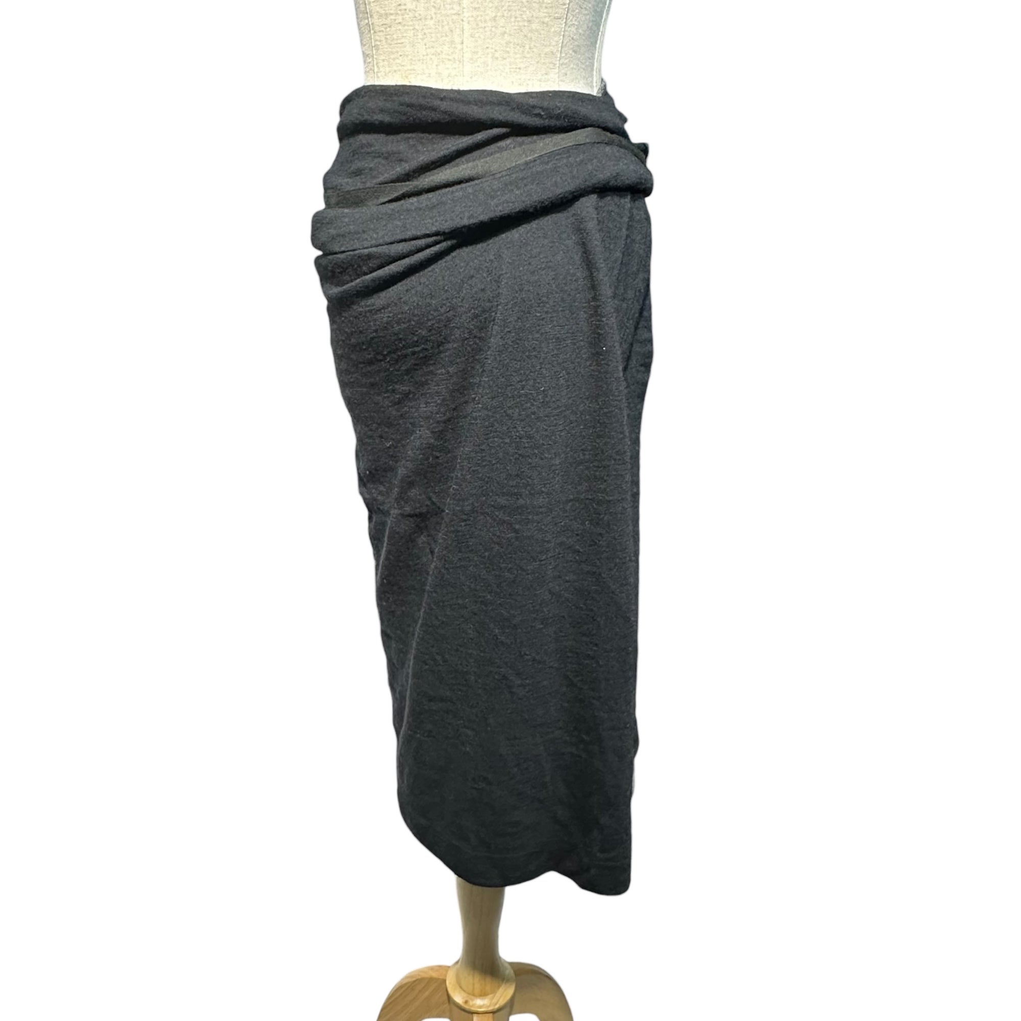 YOHJI YAMAMOTO(ヨウジヤマモト) Knit Wrap Skirt ニット 巻き スカート FE-T31-169 FREE グレー×ブラック