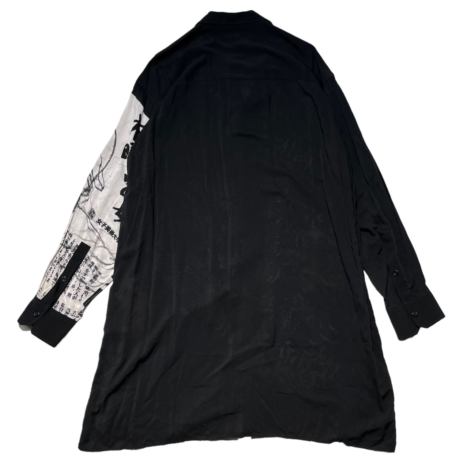 BLACK Scandal Yohji Yamamoto(ブラックスキャンダルヨウジヤマモト) 19SS Deep trust in the body  Rayon long shirt 肉体への深い信頼 レーヨン ロング シャツ HH-B57-836 3(L) ブラック 開襟 オープンカラー