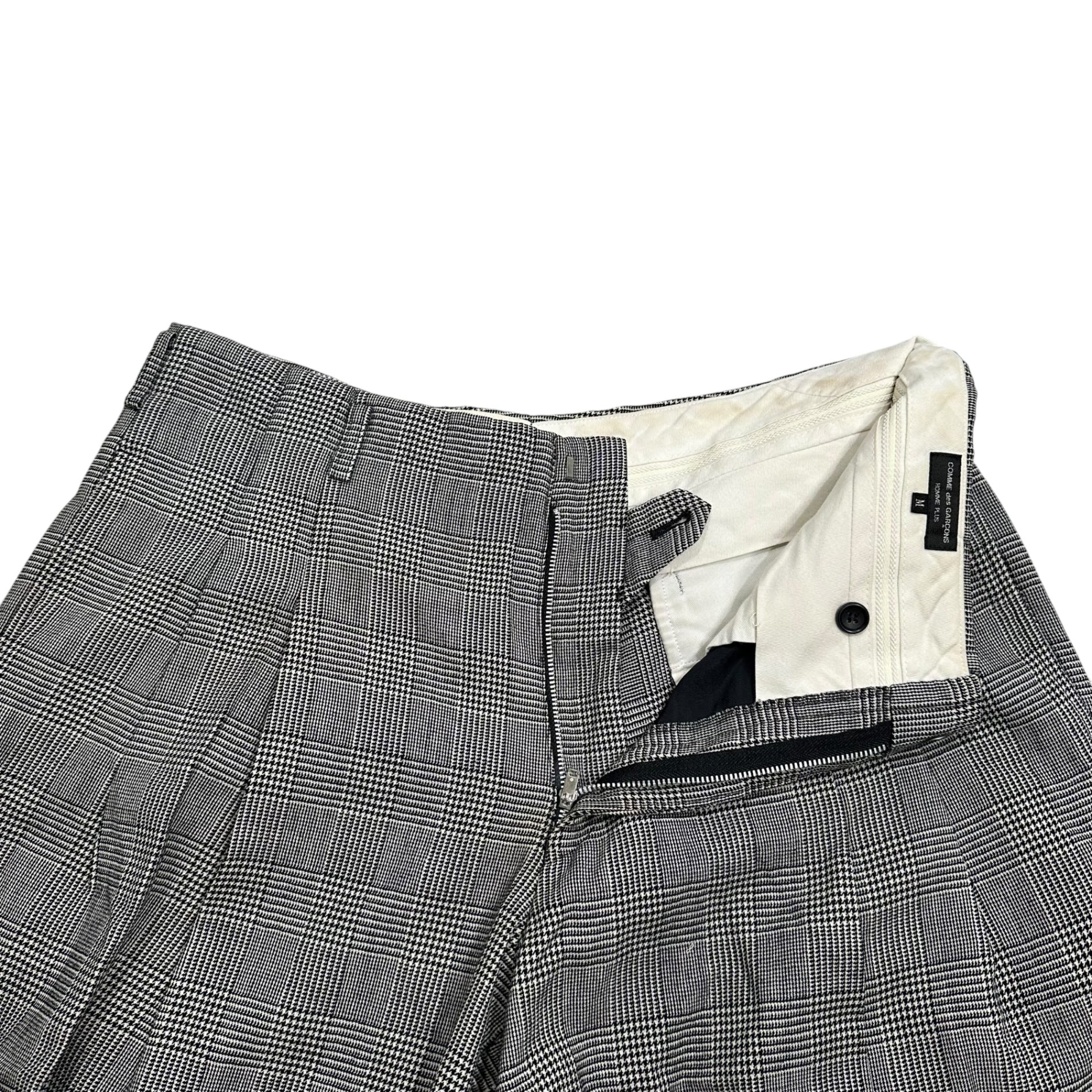 COMME des GARCONS HOMME PLUS(コムデギャルソンオムプリュス) 2011AW Glen Check Wide Straight-Leg Slacks グレンチェック ワイド ストレート スラックス パンツ PH-P039 M ブラック×アイボリー AD2011