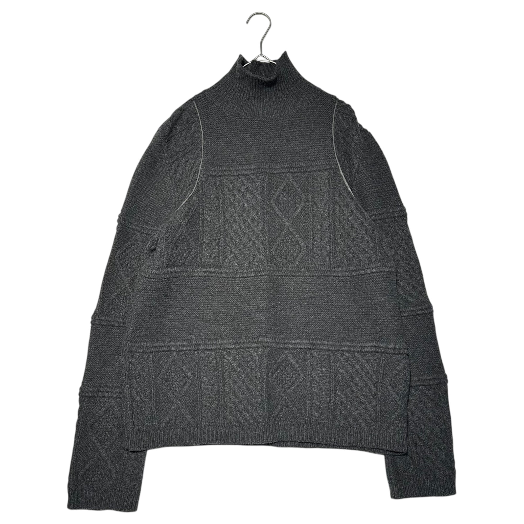 DIET BUTCHER SLIM SKIN(ダイエットブッチャースリムスキン) Sleeve-to-body seam piping turtleneck cable knit 袖付根 パイピング タートルネック ケーブル ニット 2(M程度) グレー