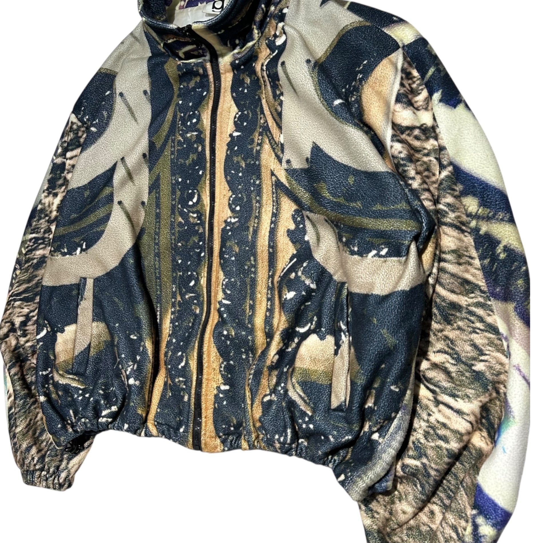GB MOUTH(ジービーマウス) Door Series Fleece Jacket 扉 シリーズ フリース ジャケット XL程度 ベージュ×ネイビー
