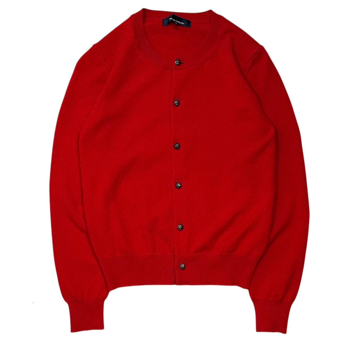 CHROME HEARTS × COMME des GARCONS(クロムハーツ × コムデギャルソン) 2015AW Cross-Over Button Cashmere Knit Cardigan クロスボールボタン カシミア ニットカーディガン KP-N002 S レッド×シルバー AD2015 少数生産稀少品 カシミヤ100%