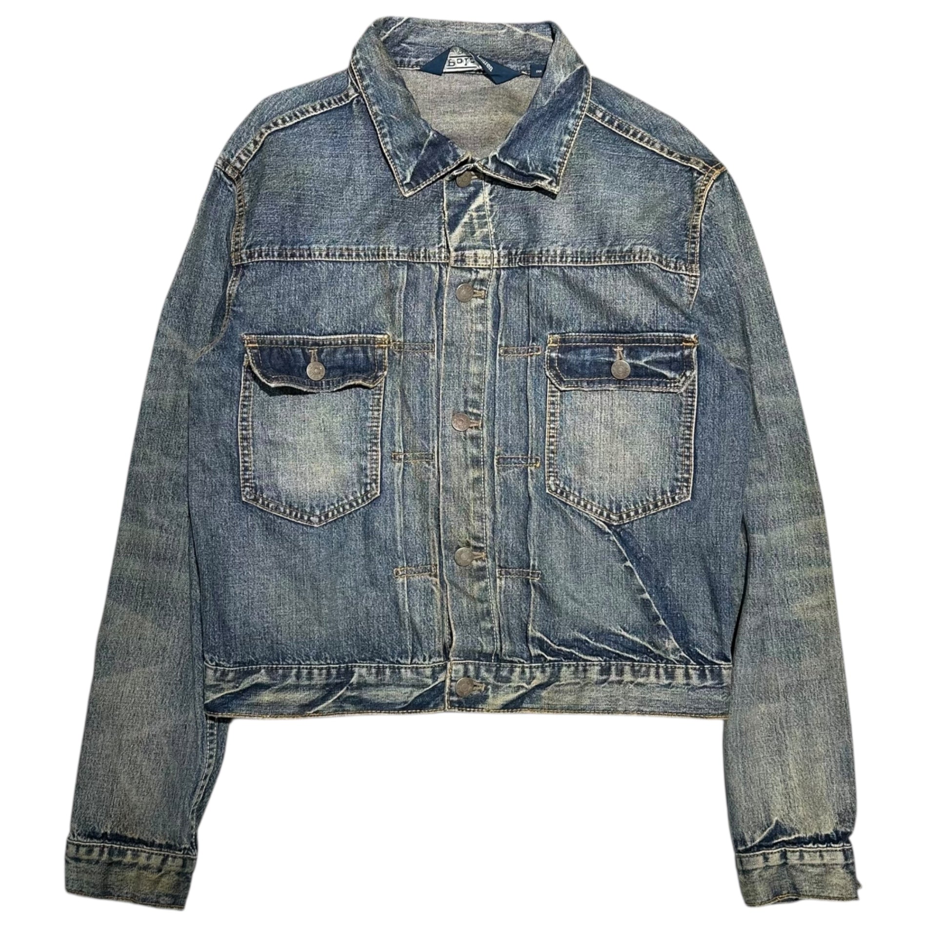 POLO RALPH LAUREN(ポロラルフローレン) 90’s~00's Type 2 Denim Tracker Jacket - Vintage-Washed セカンド タイプ ヴィンテージ 加工 デニム トラッカー ジャケット JR-RL-LM3107 L インディゴ インパクト21タグ 90年代後半～00年代