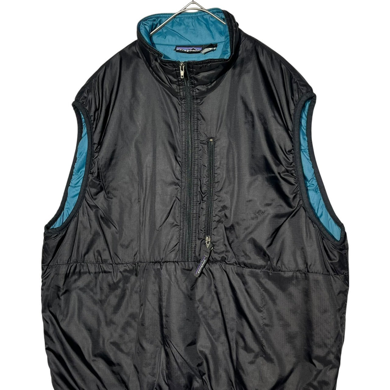 Patagonia(パタゴニア) 90's USA made Puff ball pullover vest パフボール プルオーバー 中綿 ベスト 04012 M ブラック×ブルー 90年代 ヴィンテージ 97年製