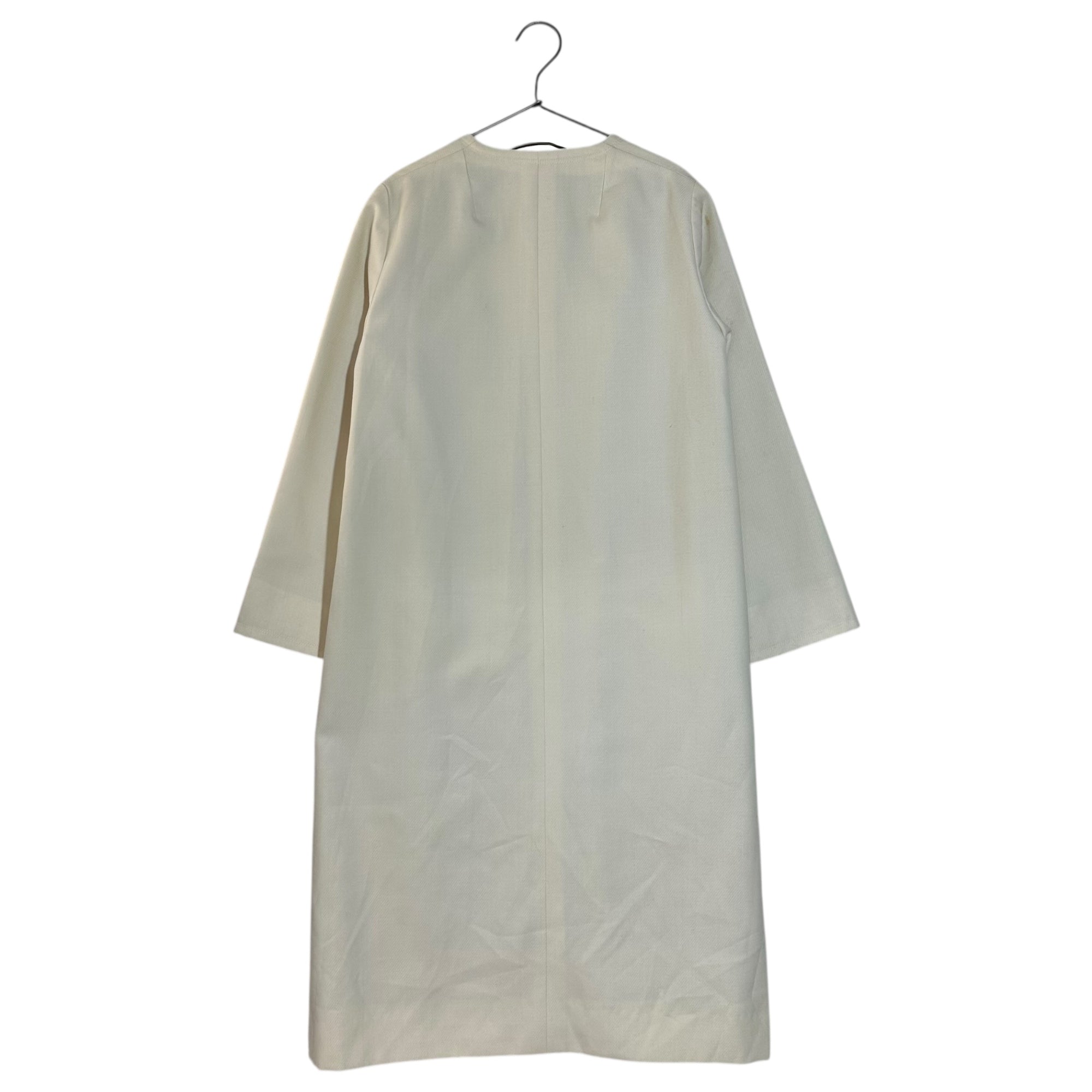 Euro vintage(ヨーロッパヴィンテージ) 70's~ Style_collarless long coat ノーカラーロングコート 表記無し(Mサイズ程度) ホワイト / フロントに小シミ有